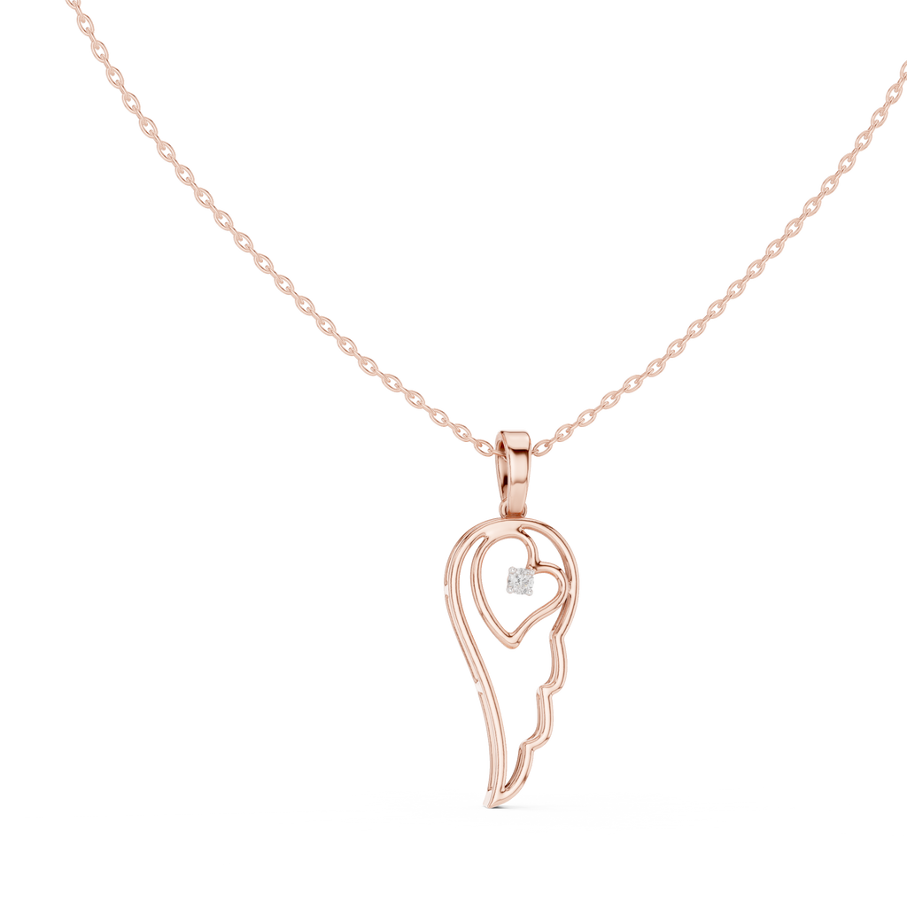 Heart Angel Wing Pendant Necklace