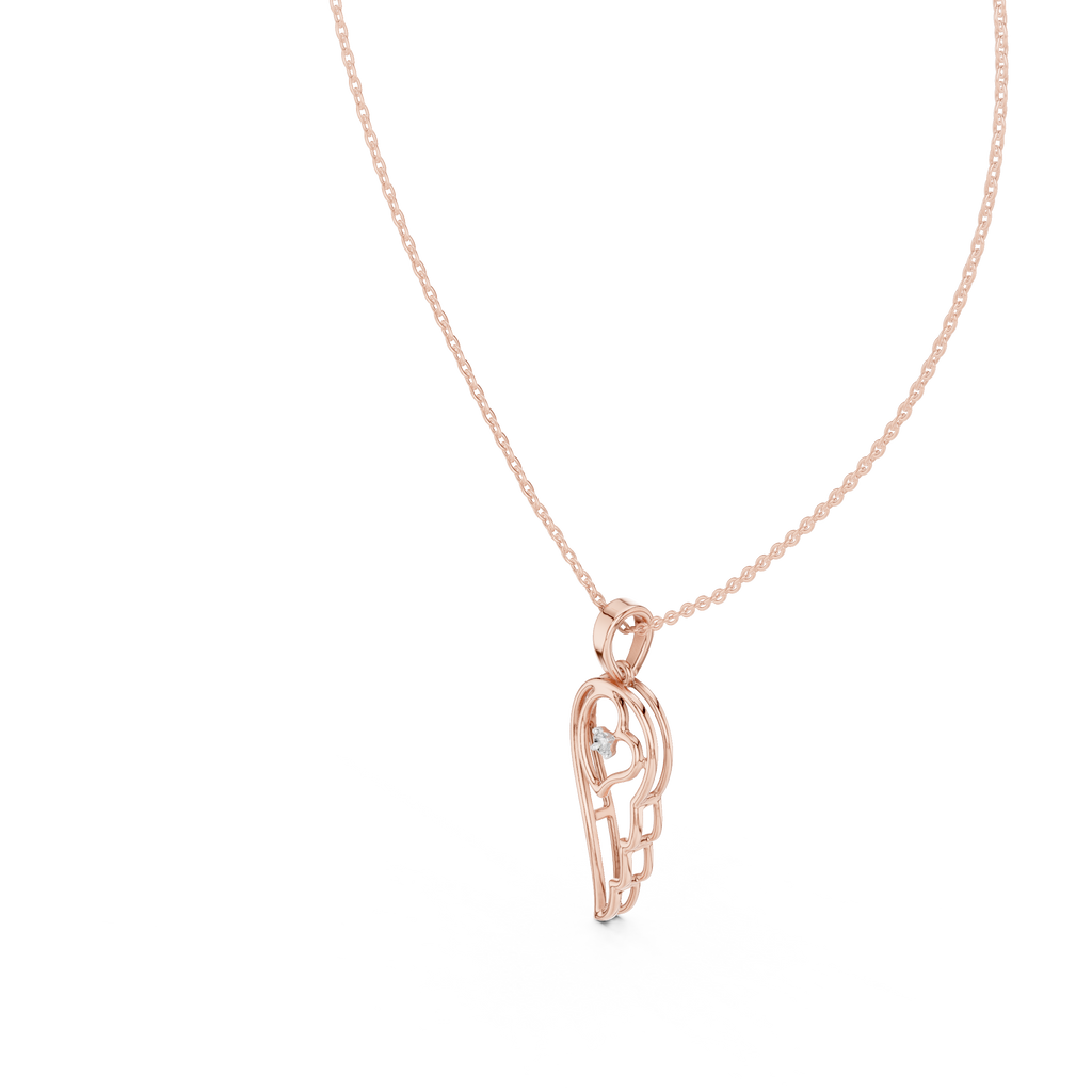 Heart Angel Wing Pendant Necklace