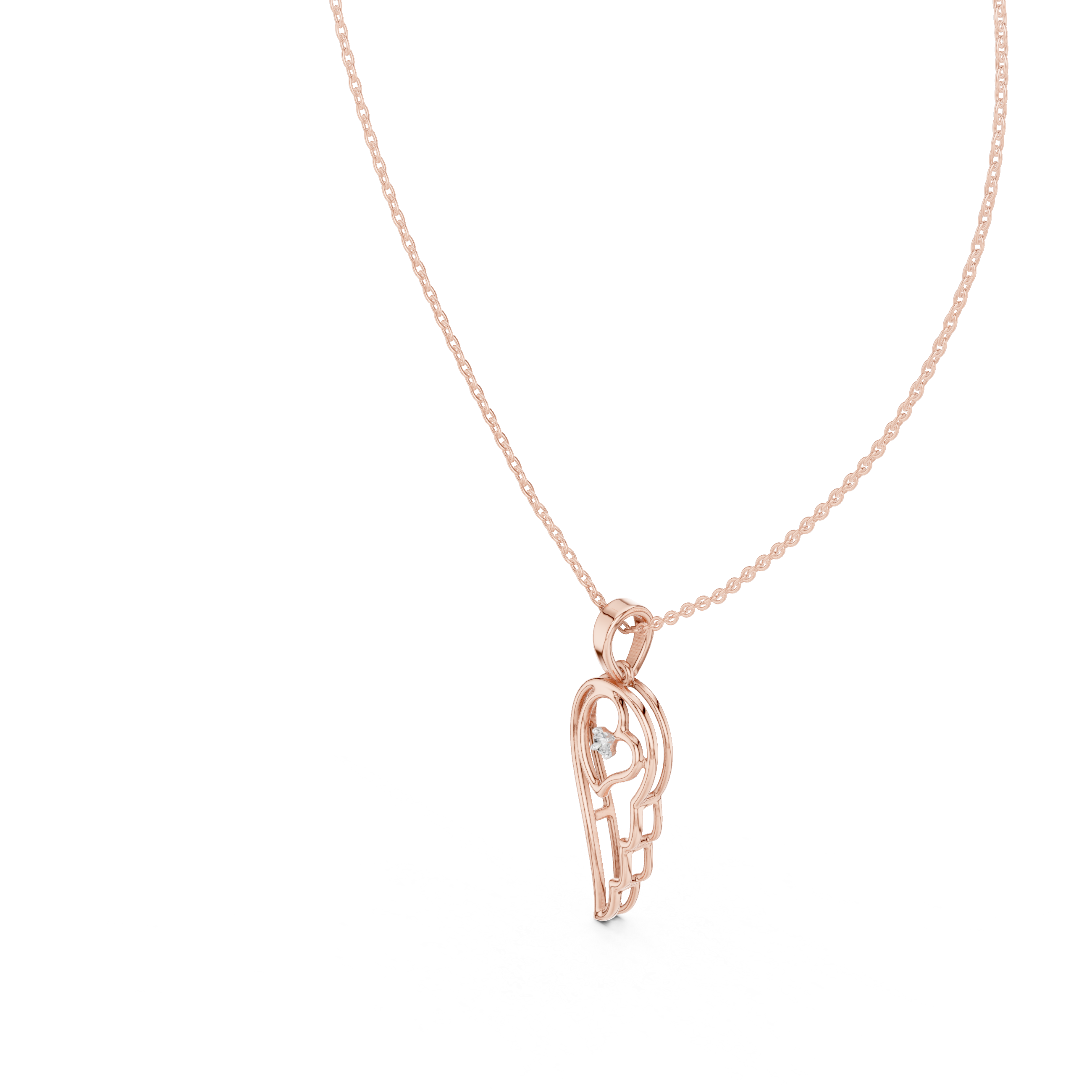 Heart Angel Wing Pendant Necklace
