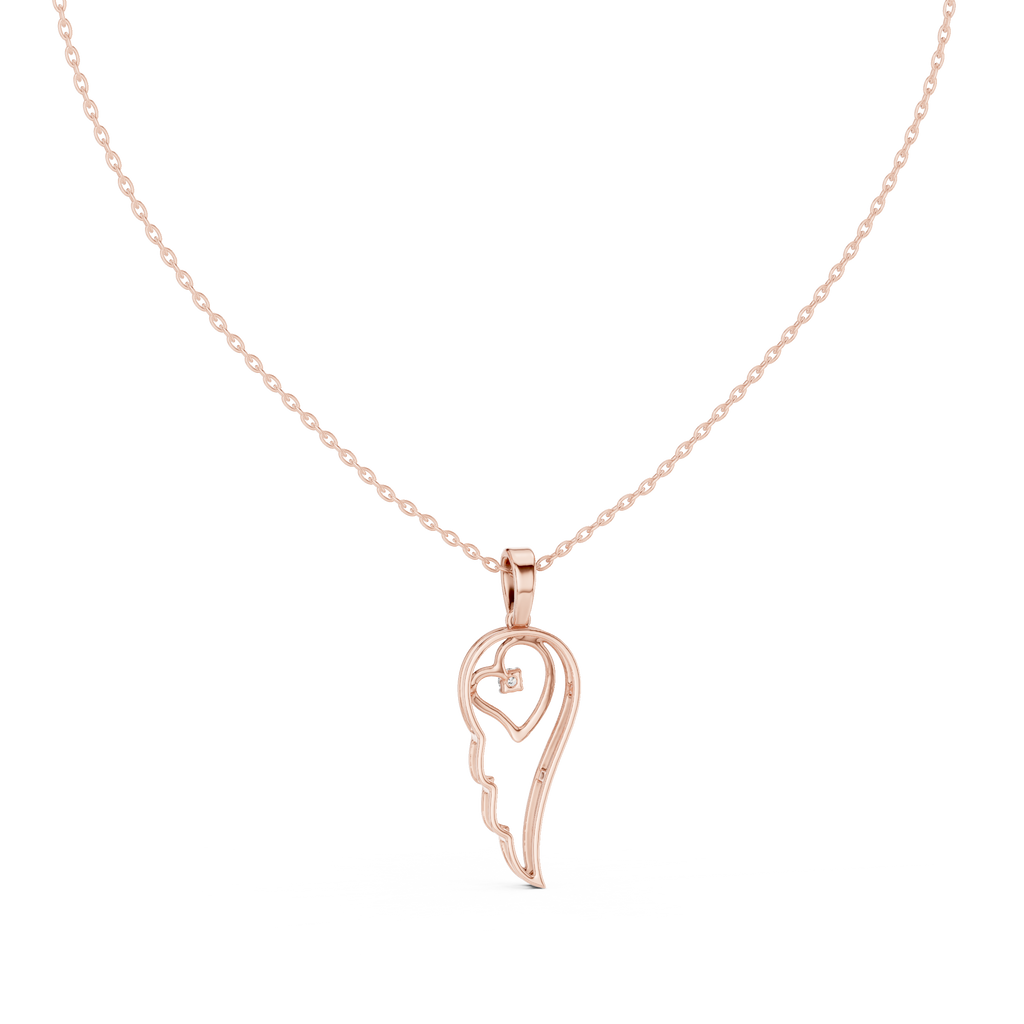 Heart Angel Wing Pendant Necklace