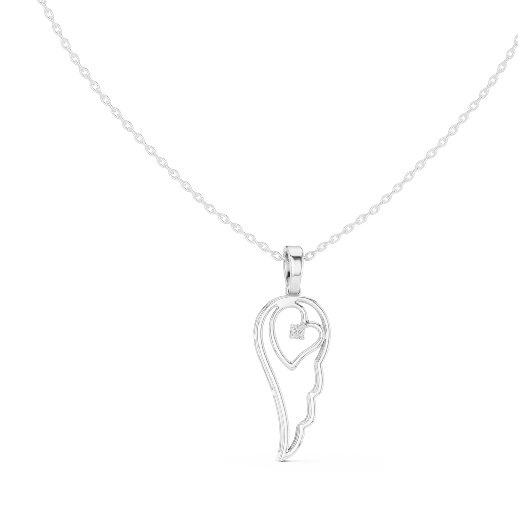 Heart Angel Wing Pendant Necklace