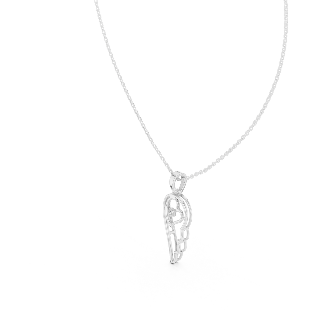 Heart Angel Wing Pendant Necklace