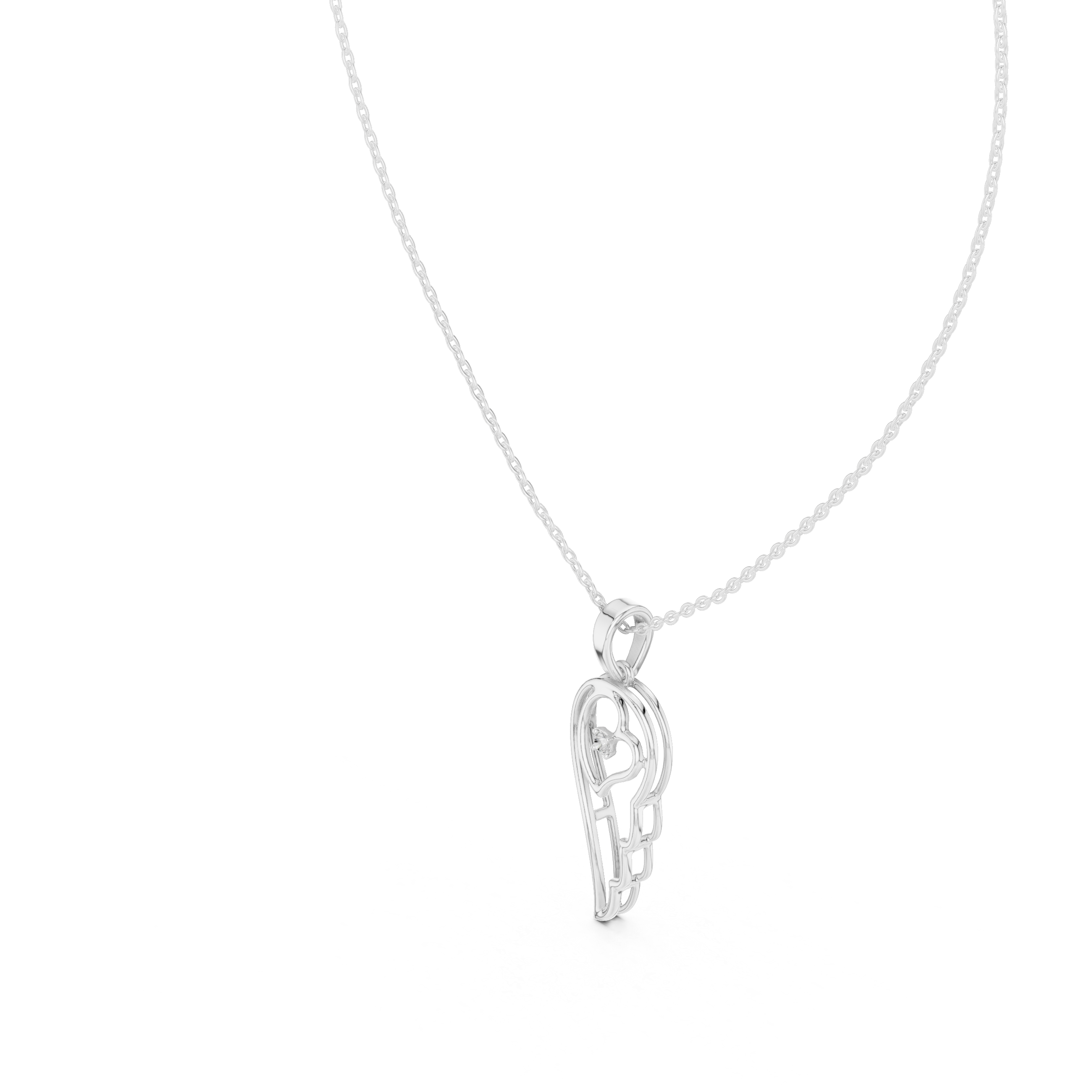 Heart Angel Wing Pendant Necklace