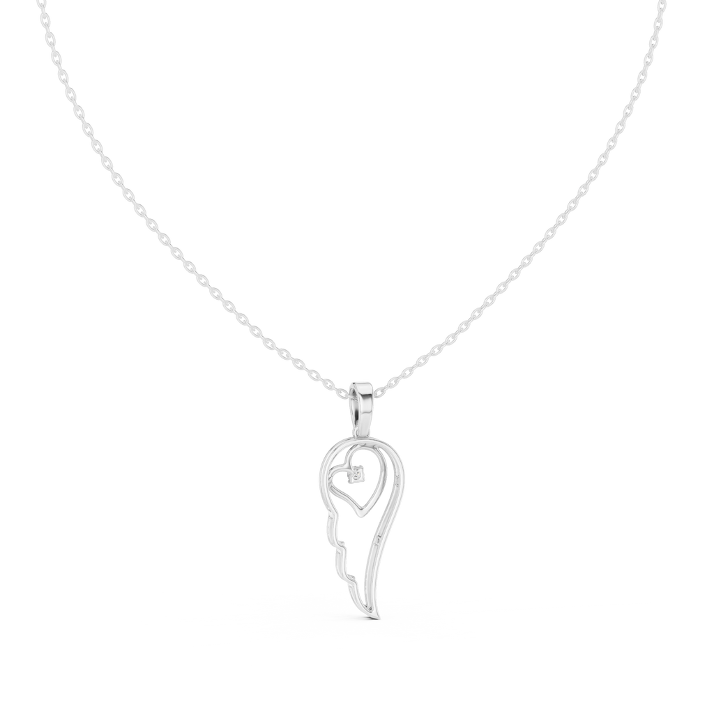 Heart Angel Wing Pendant Necklace