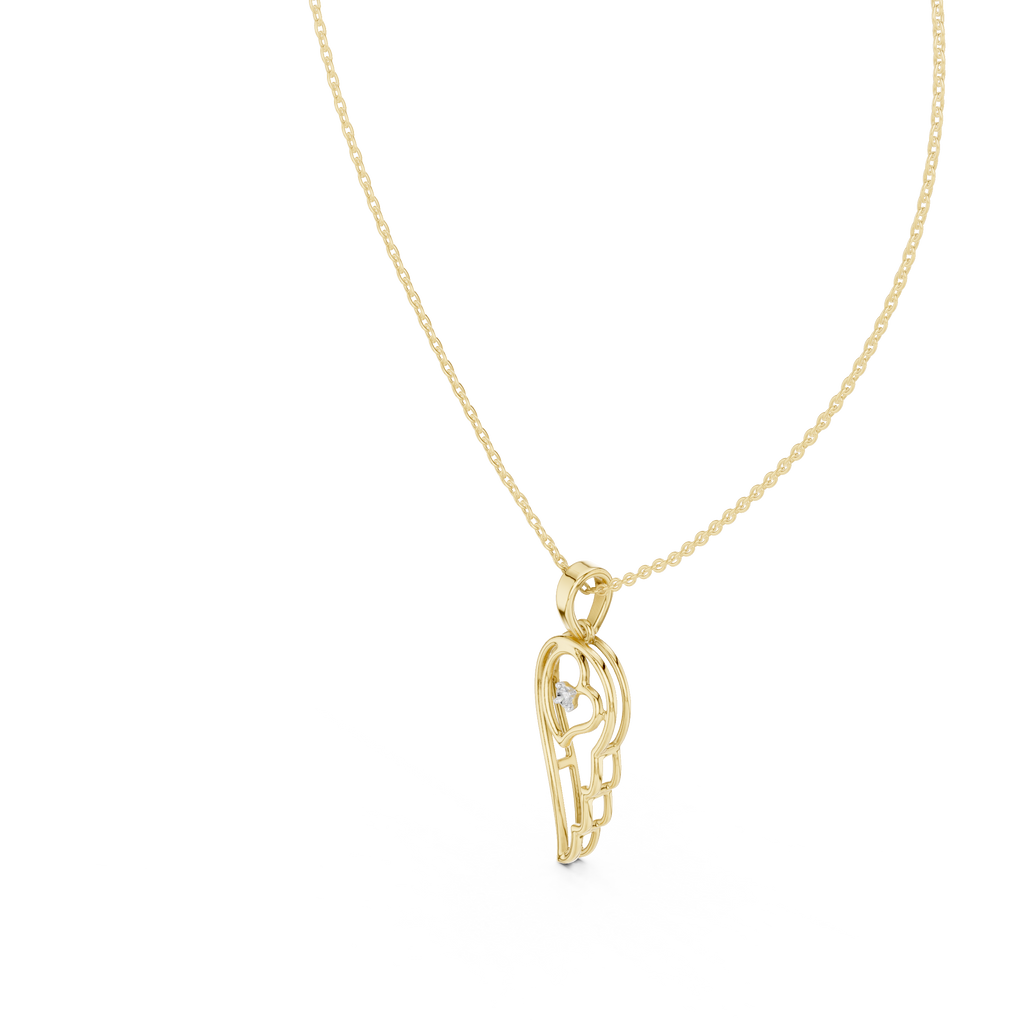 Heart Angel Wing Pendant Necklace