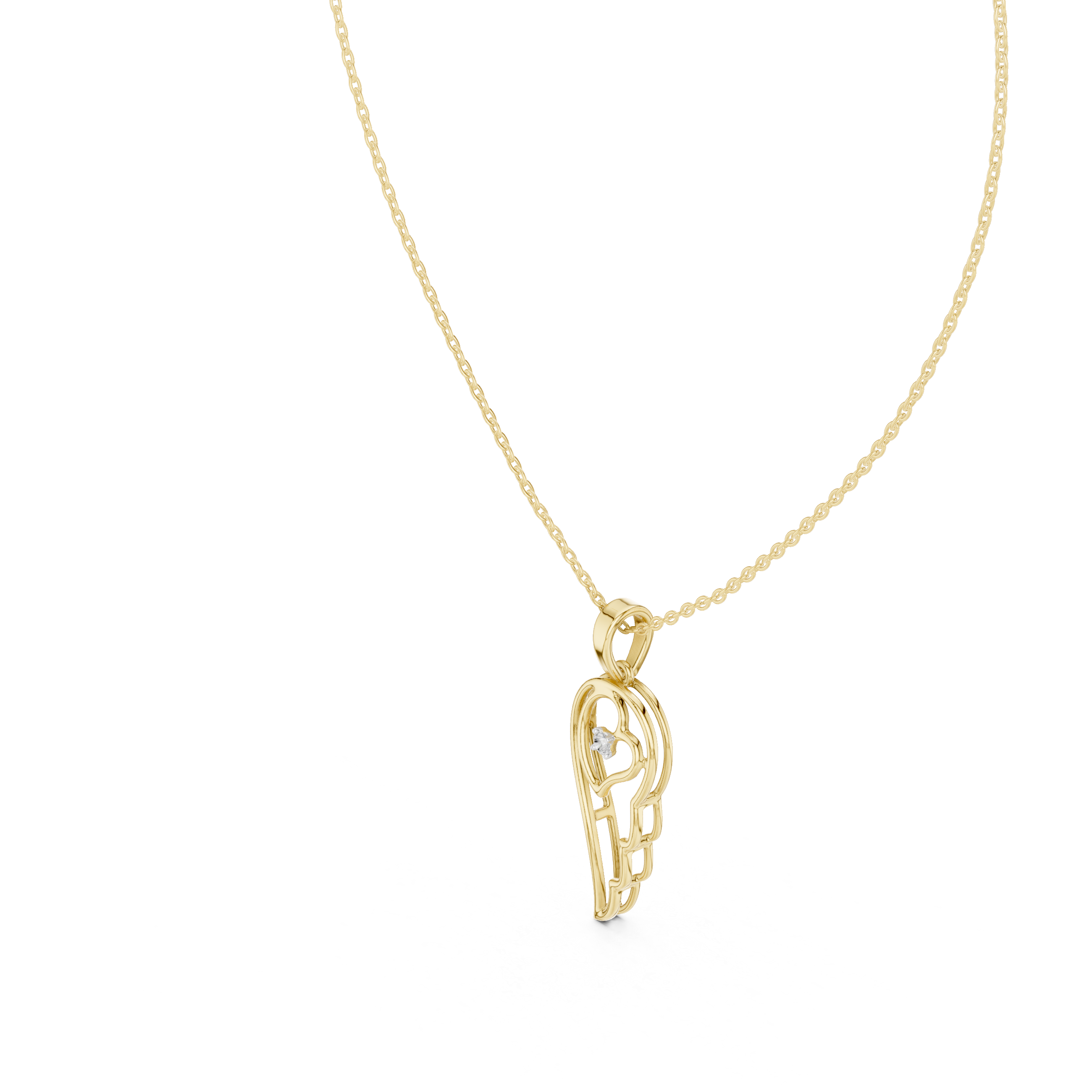 Heart Angel Wing Pendant Necklace