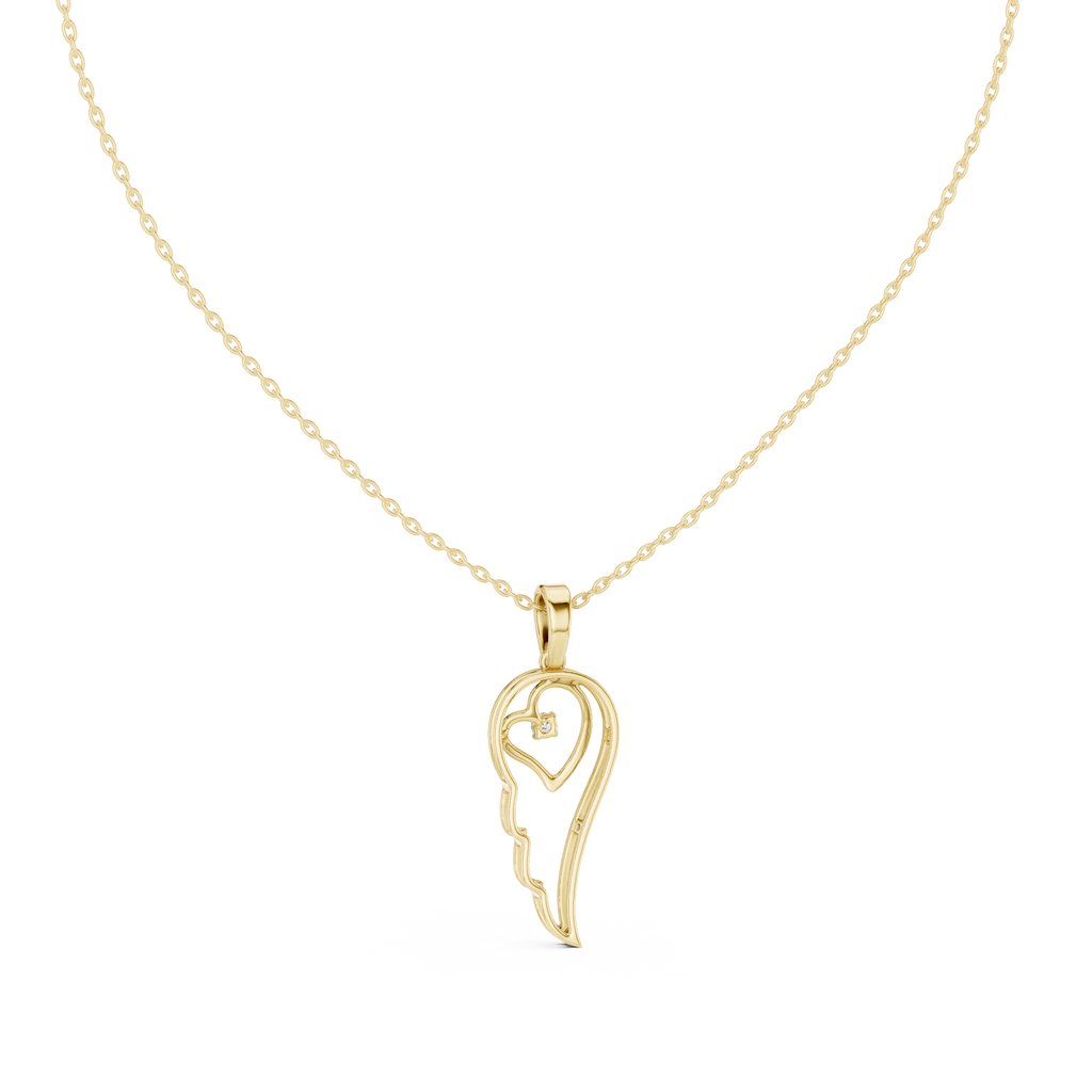 Heart Angel Wing Pendant Necklace