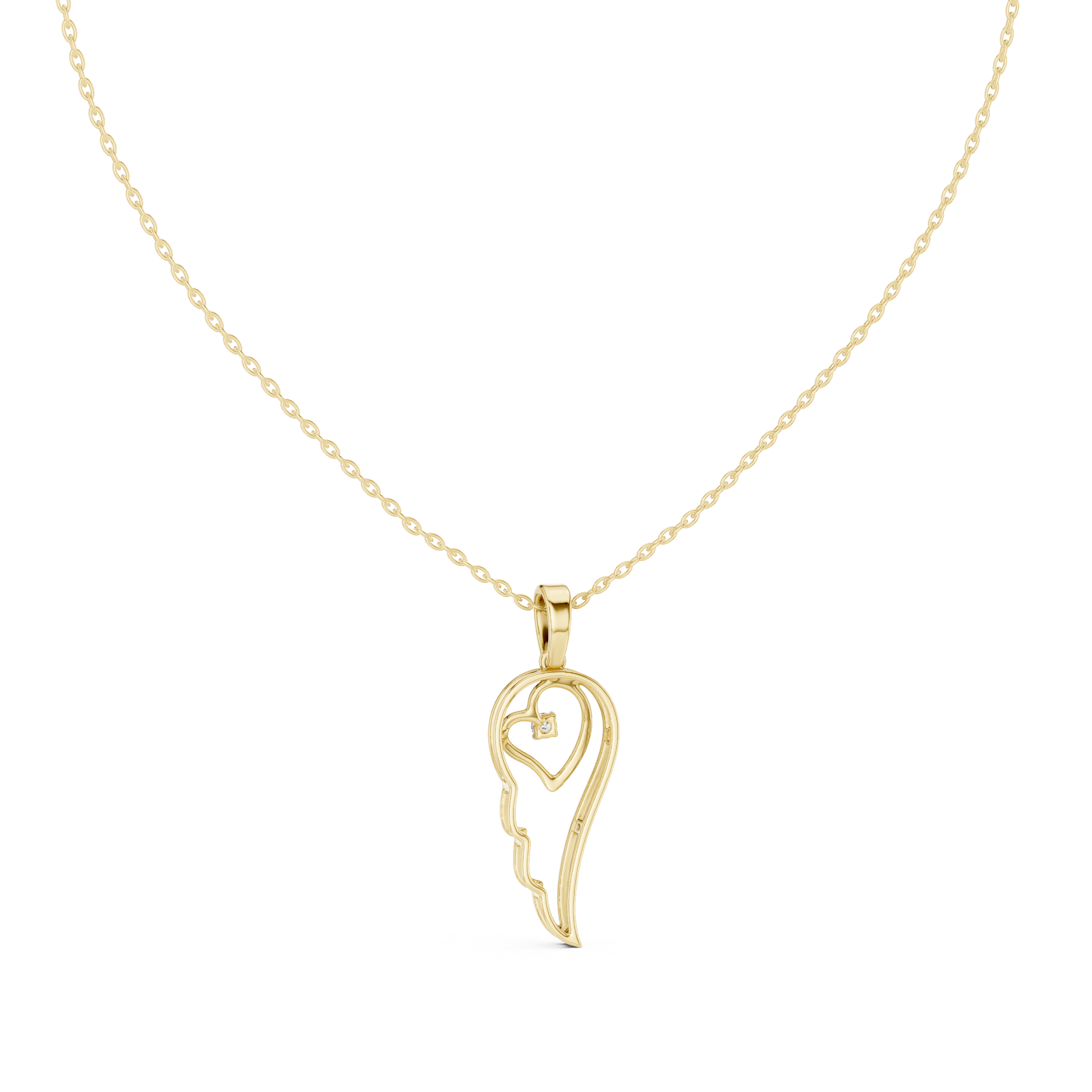 Heart Angel Wing Pendant Necklace