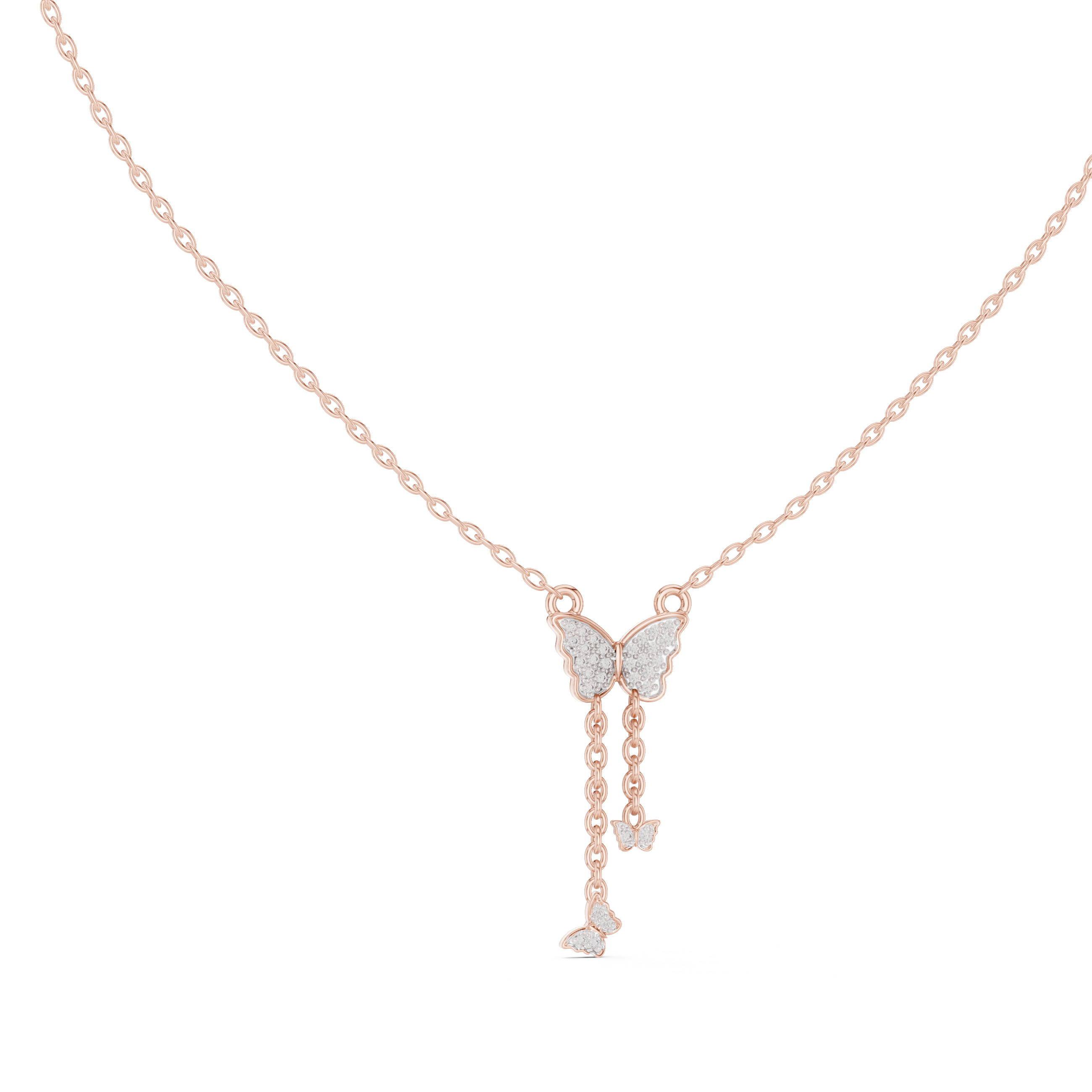 Lab Grown Diamond Butterfly Lariat Necklace