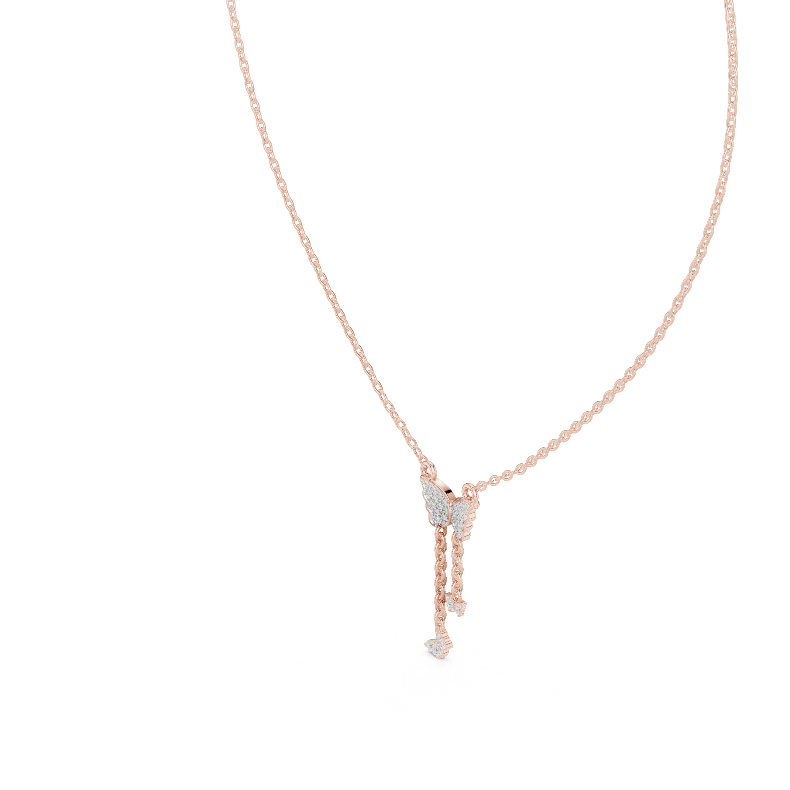 Lab Grown Diamond Butterfly Lariat Necklace