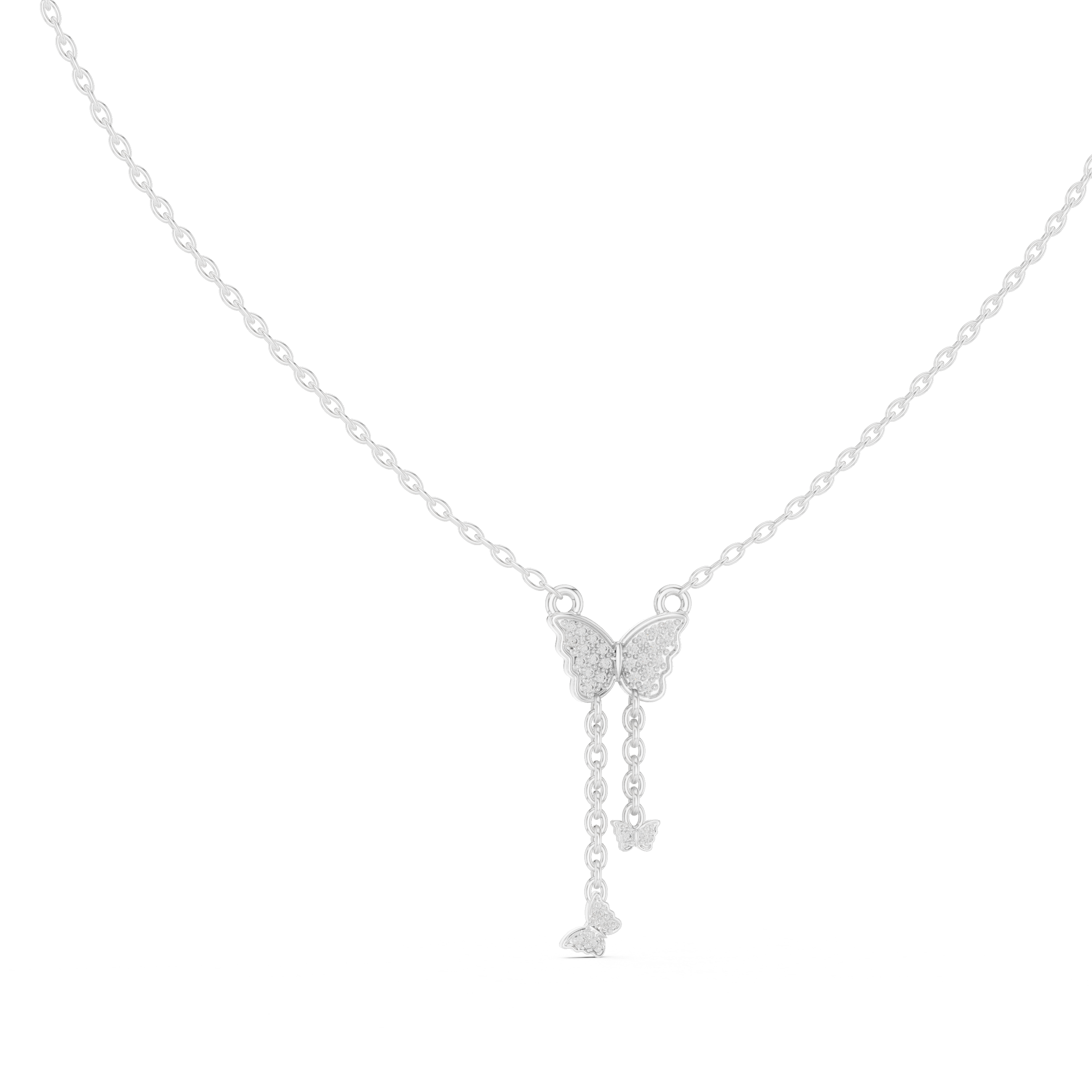 Lab Grown Diamond Butterfly Lariat Necklace
