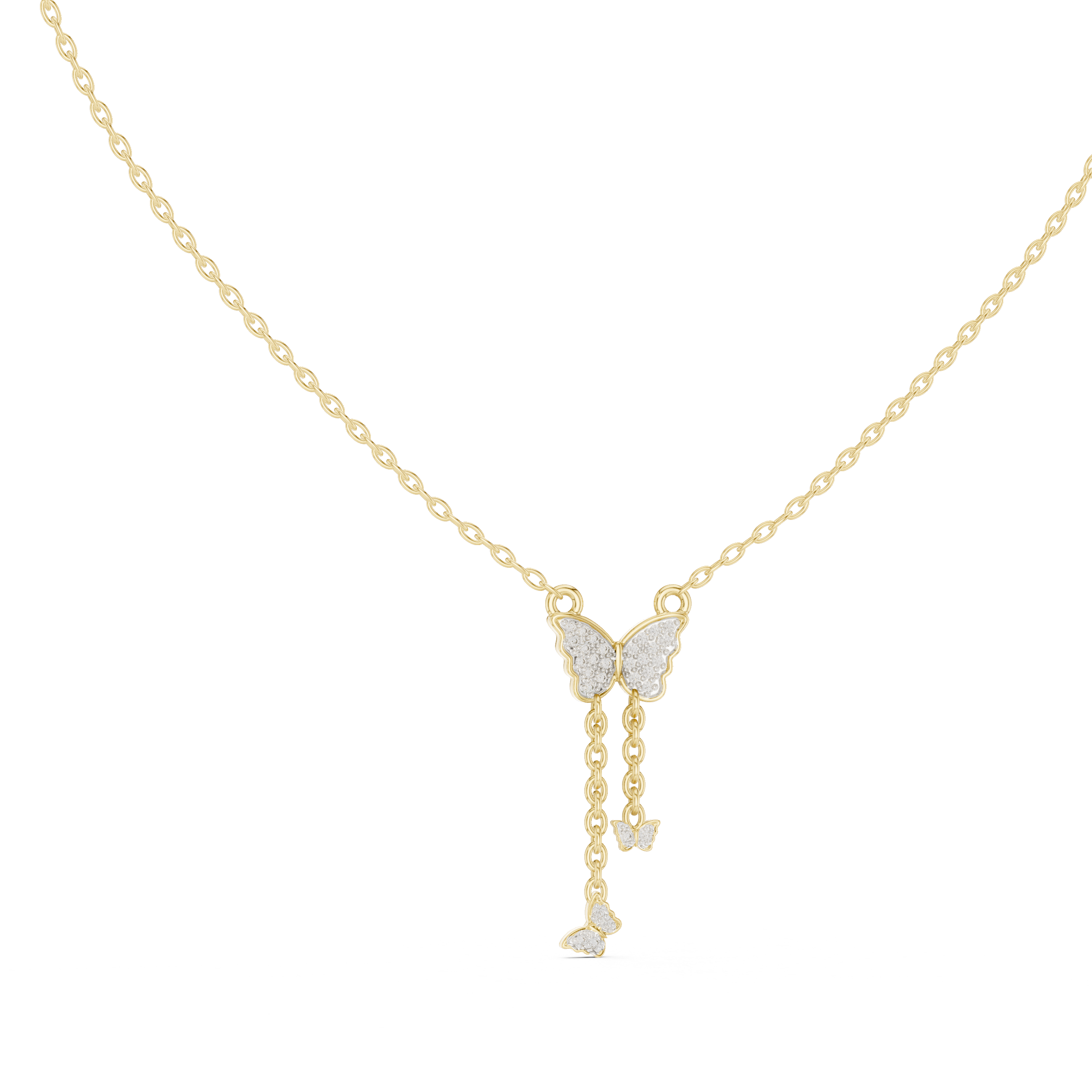 Lab Grown Diamond Butterfly Lariat Necklace
