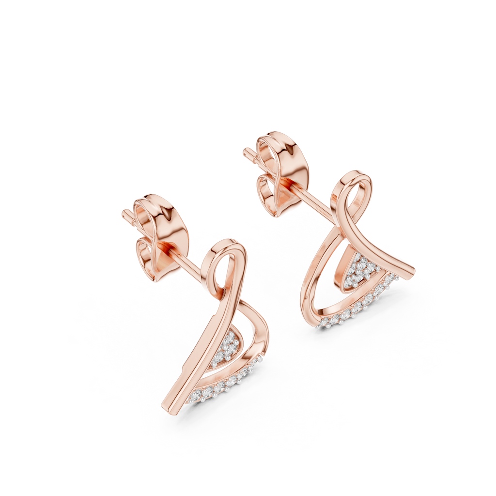Cross Over Diamond Stud Earrings