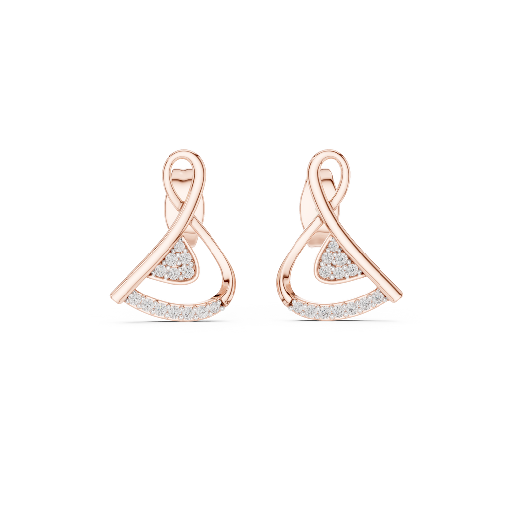 Cross Over Diamond Stud Earrings