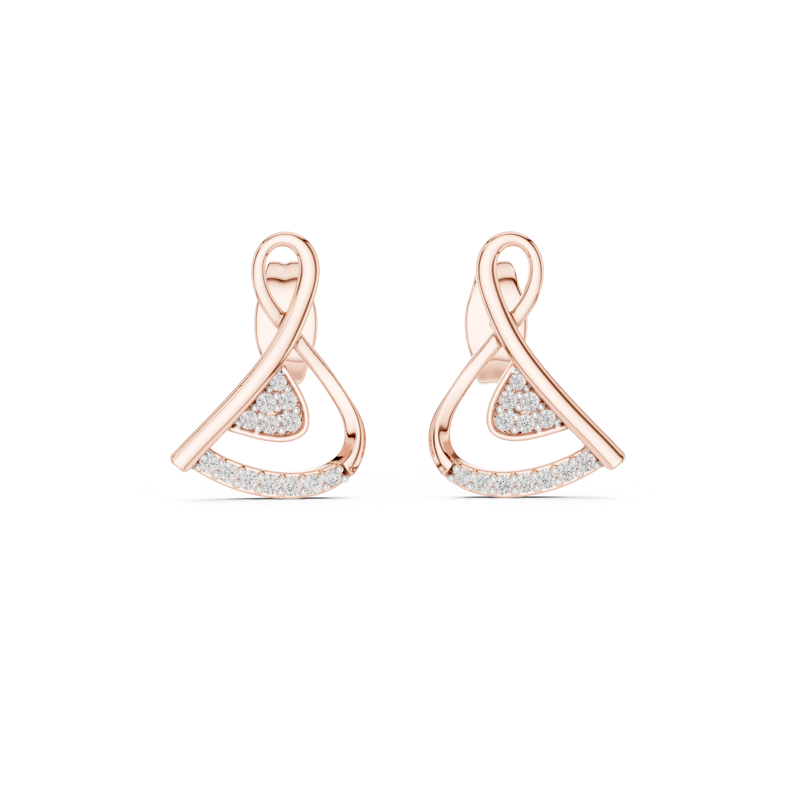 Cross Over Diamond Stud Earrings