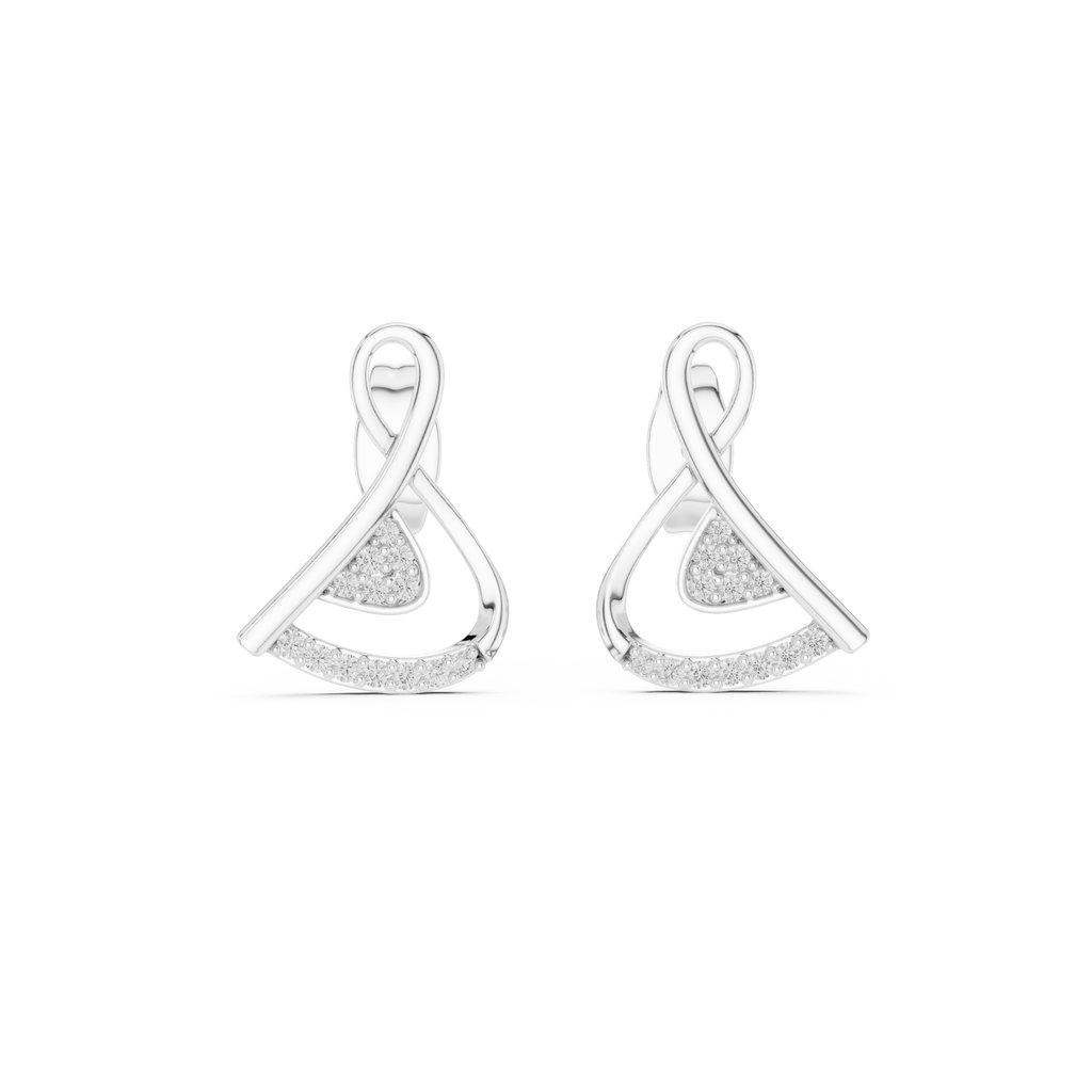 Cross Over Diamond Stud Earrings