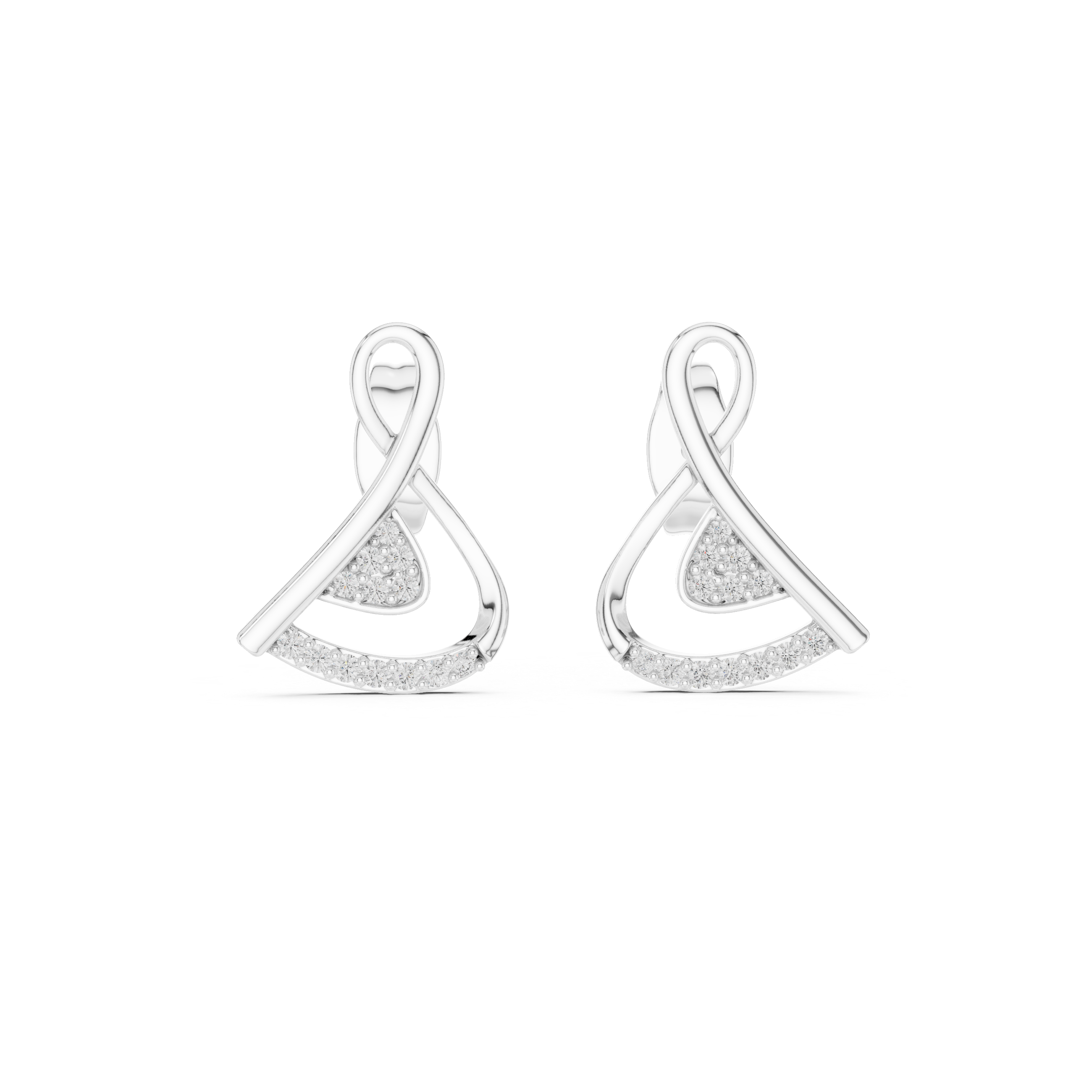 Cross Over Diamond Stud Earrings