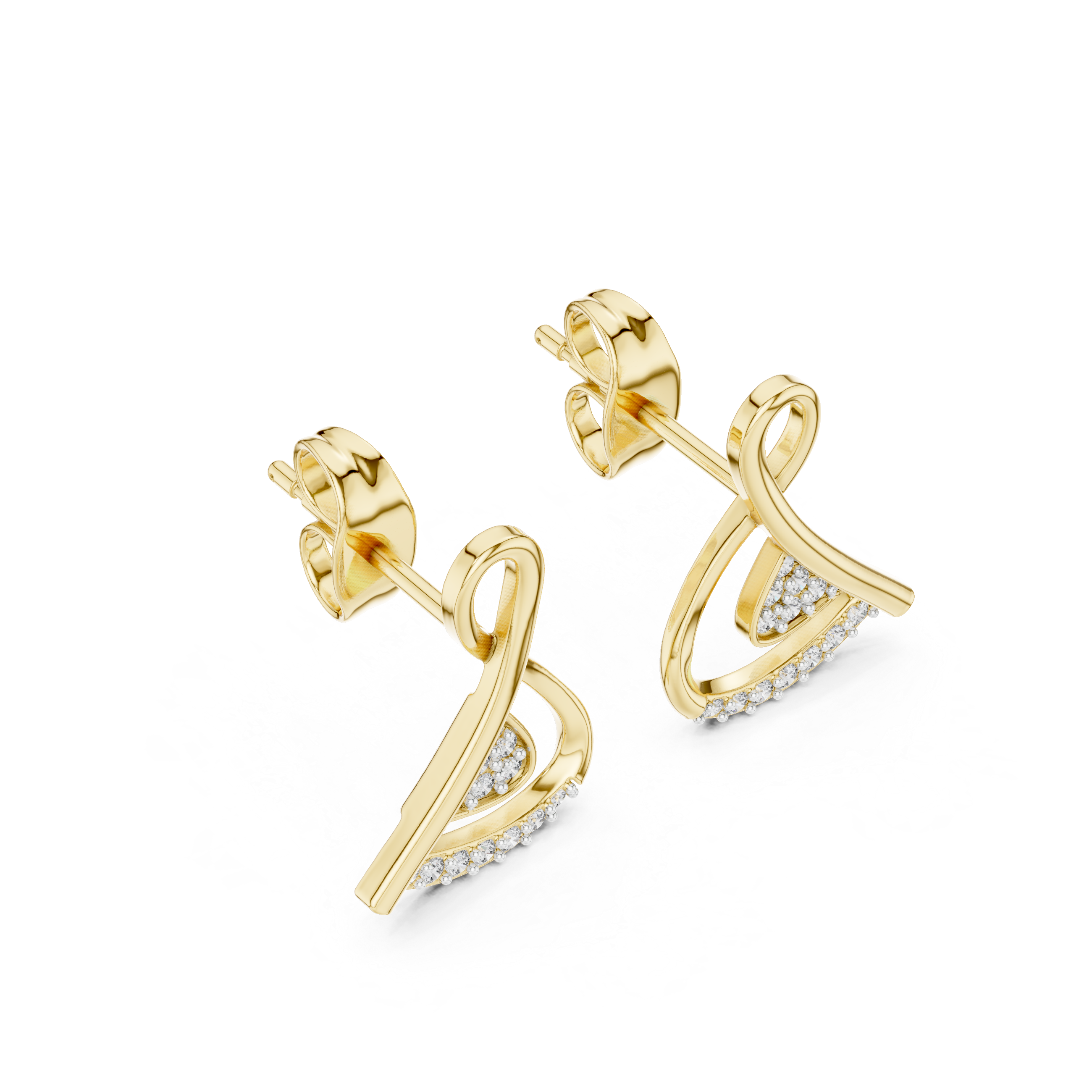 Cross Over Diamond Stud Earrings
