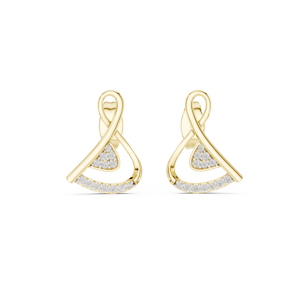 Cross Over Diamond Stud Earrings
