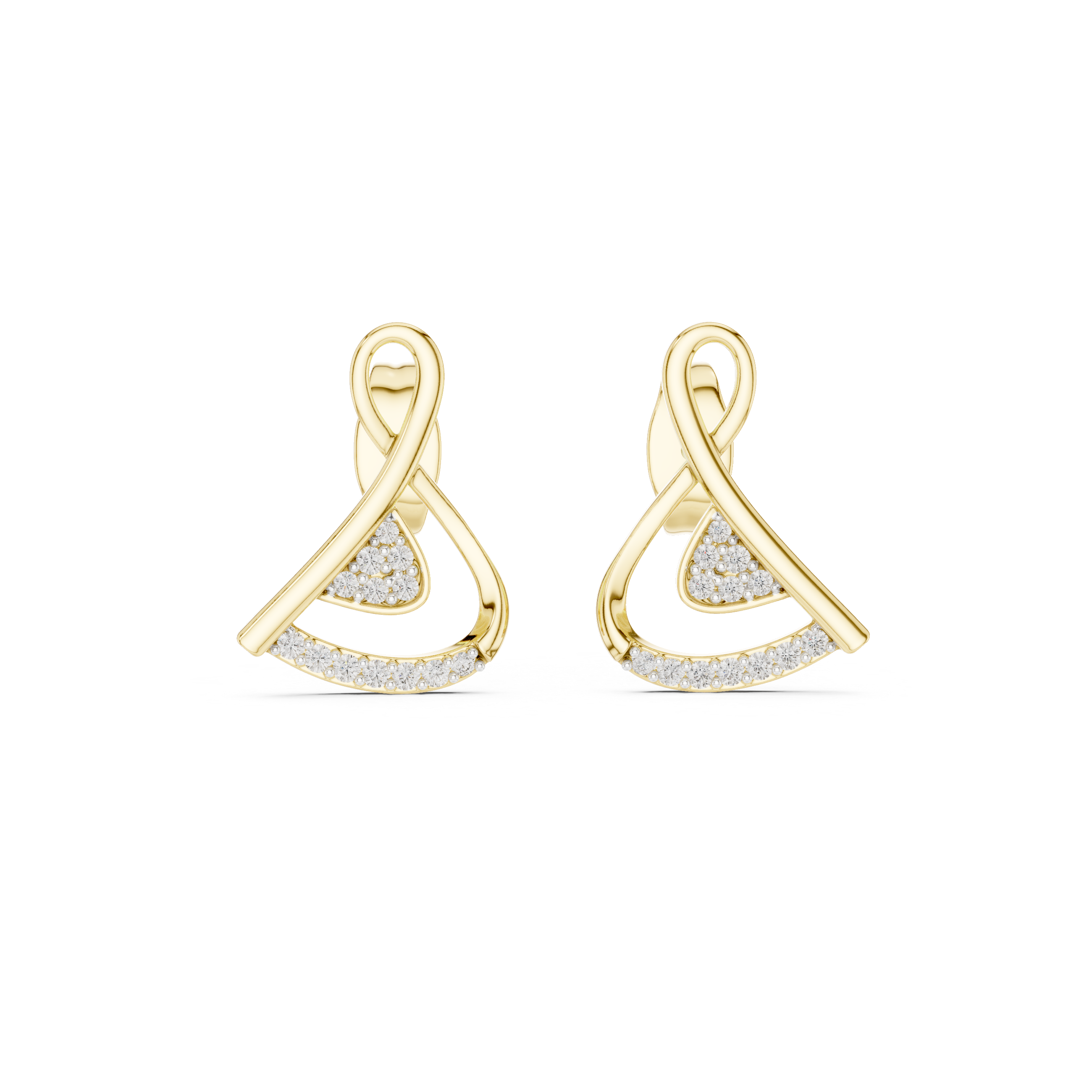 Cross Over Diamond Stud Earrings