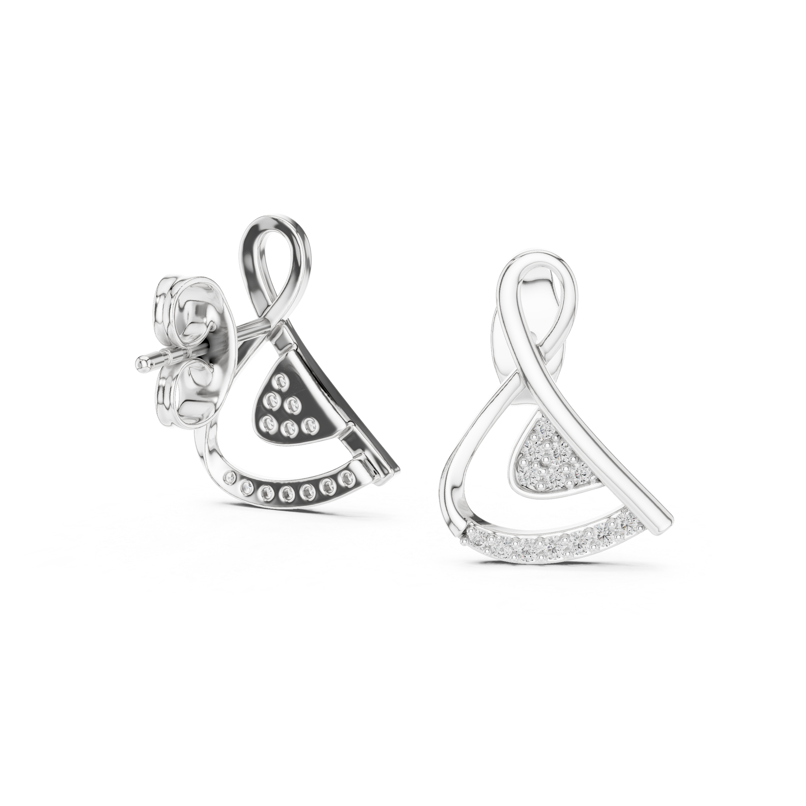 Cross Over Diamond Stud Earrings