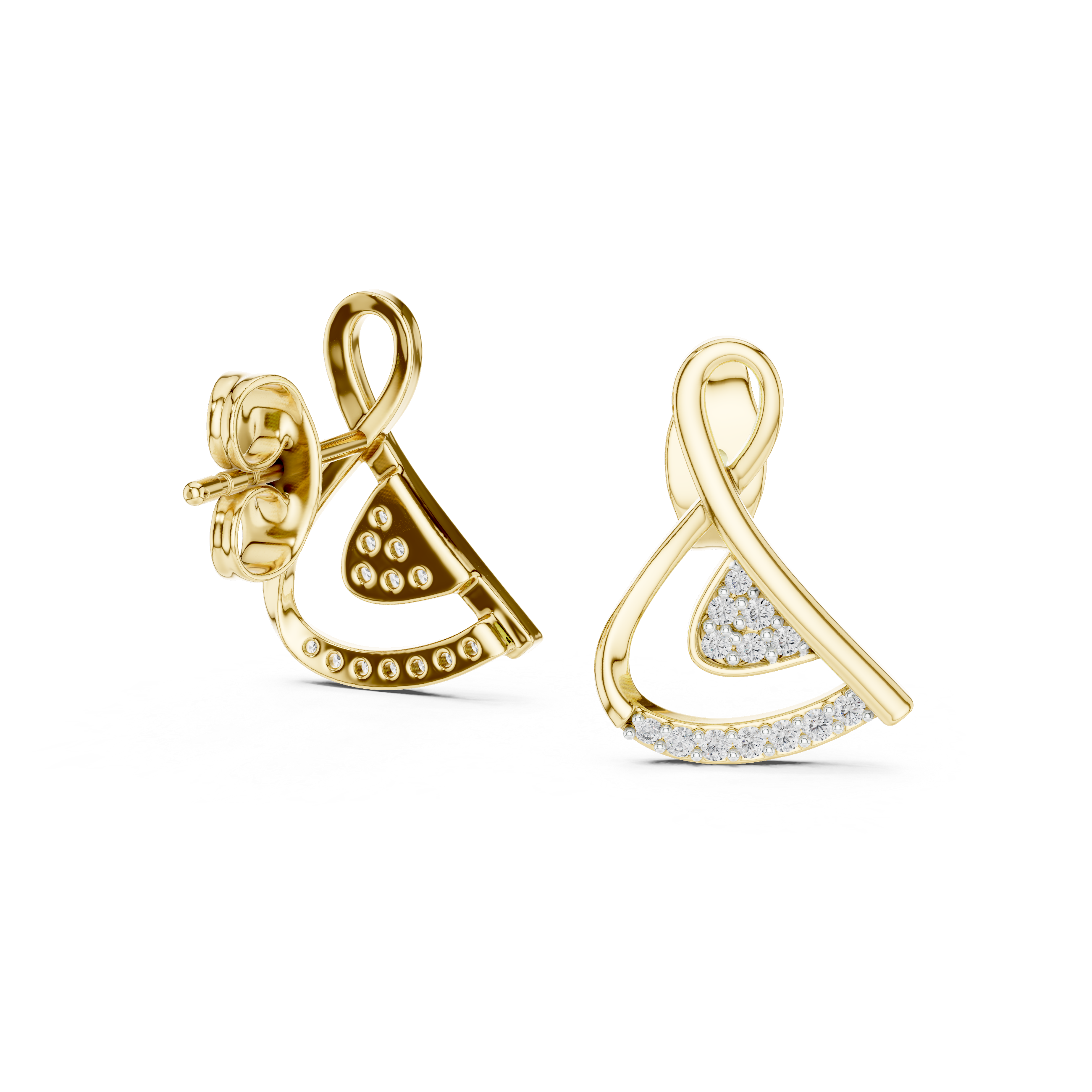 Cross Over Diamond Stud Earrings