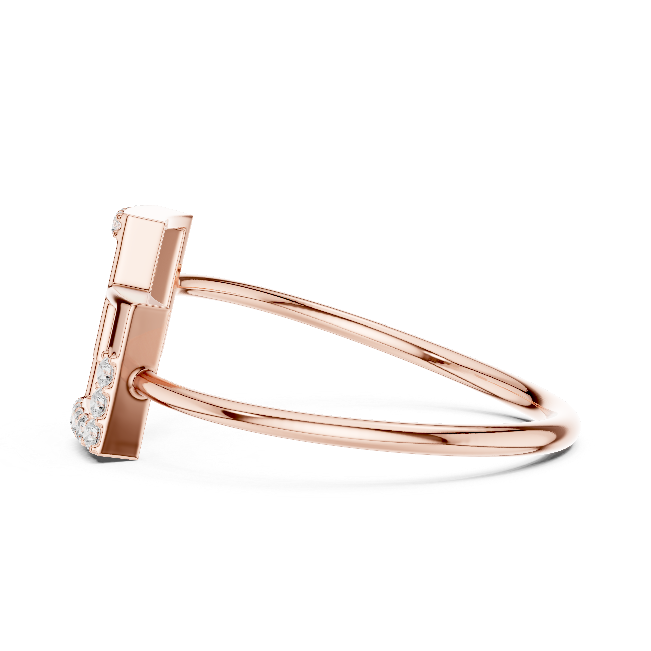 Geometric Double Square Diamond Ring