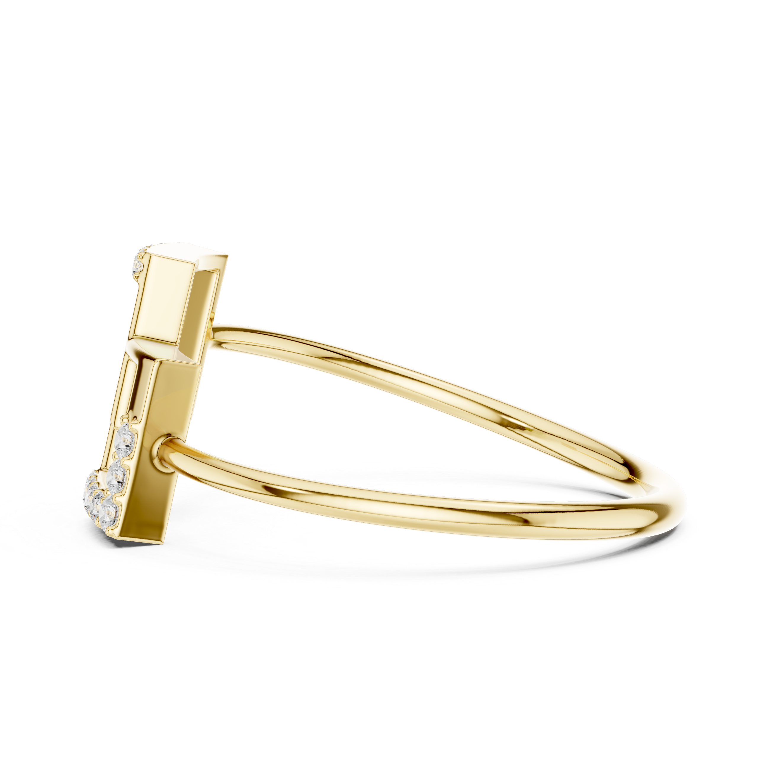 Geometric Double Square Diamond Ring