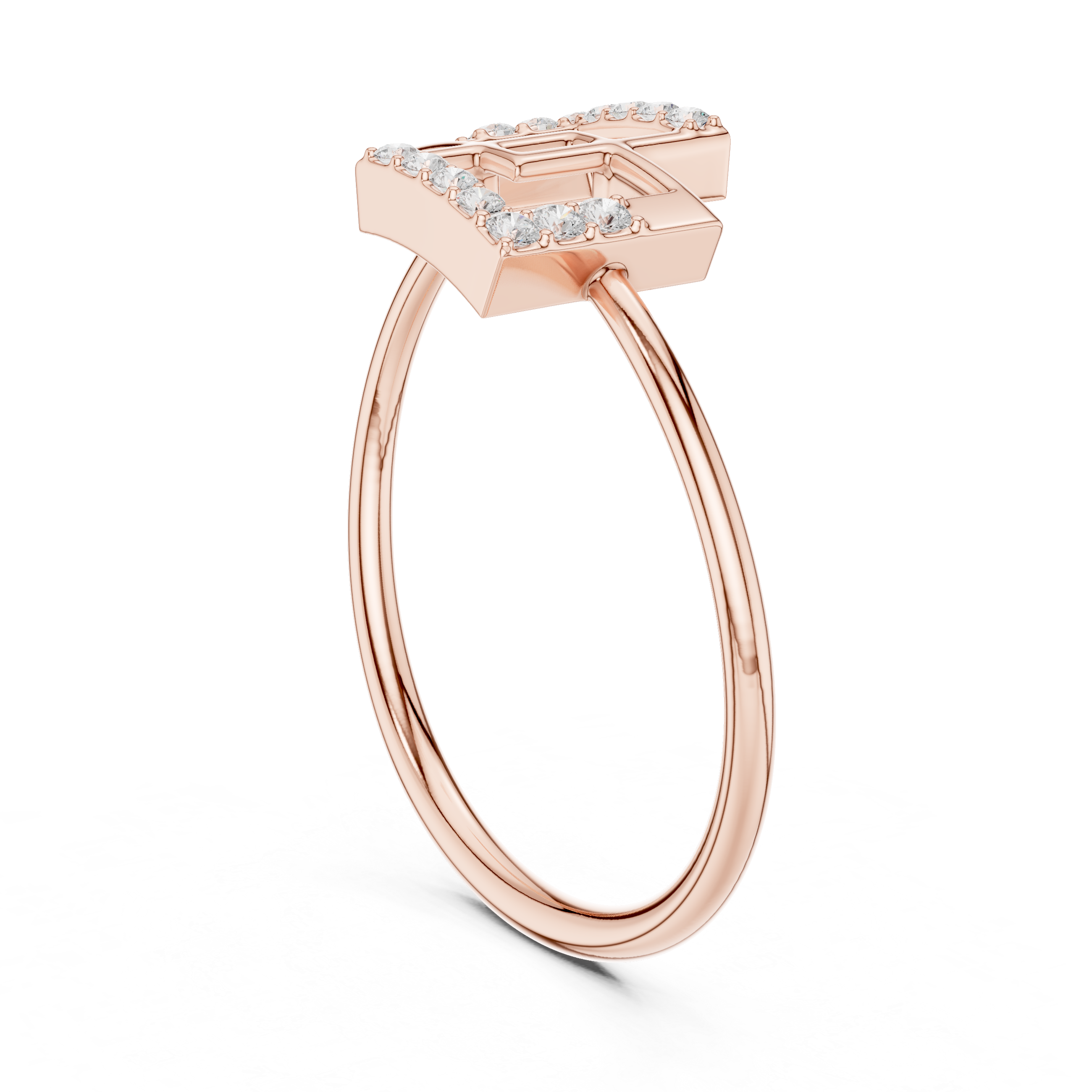 Geometric Double Square Diamond Ring