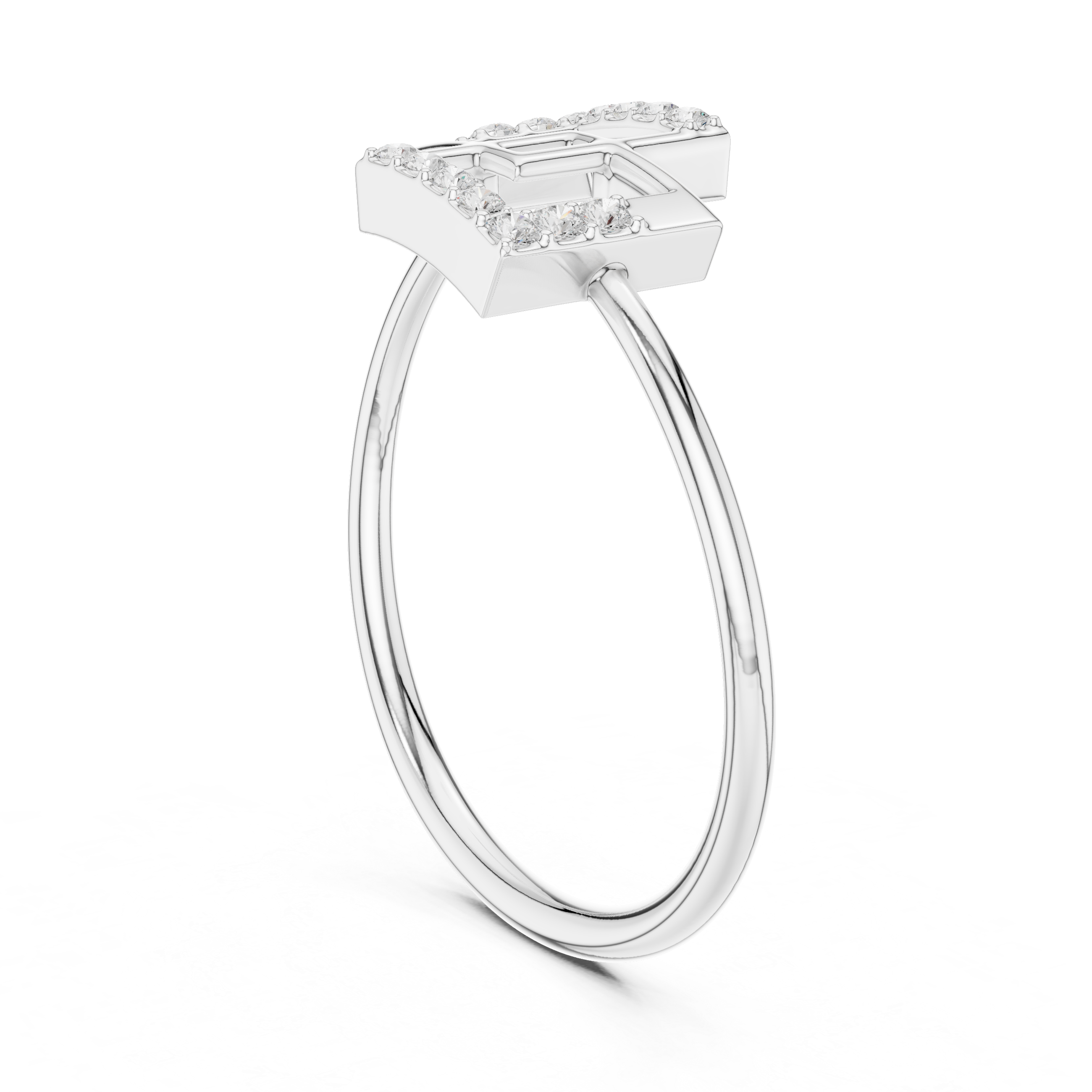 Geometric Double Square Diamond Ring