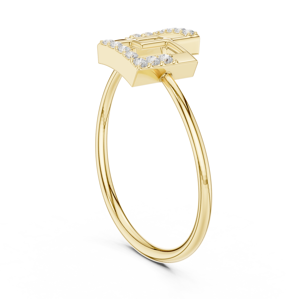 Geometric Double Square Diamond Ring