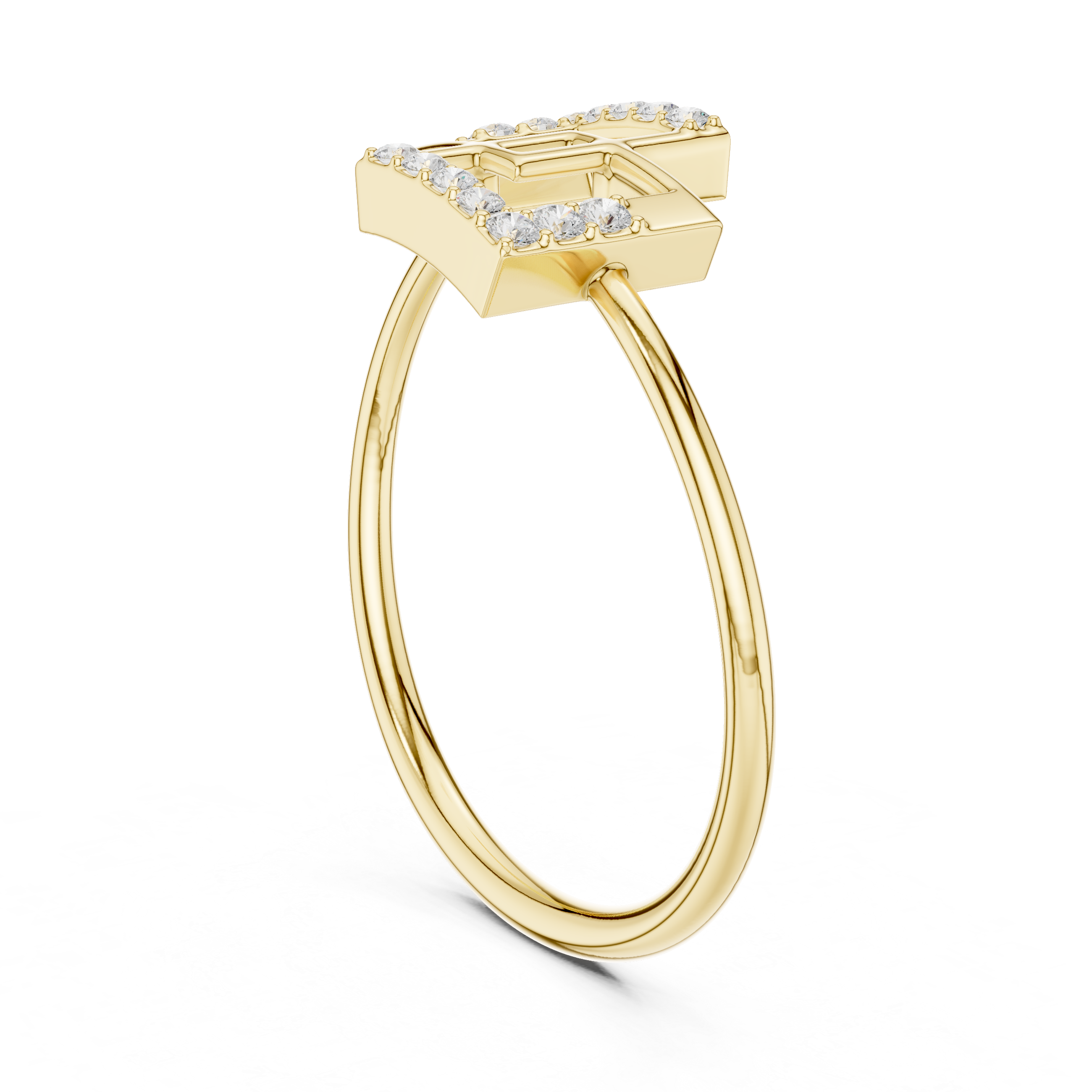 Geometric Double Square Diamond Ring