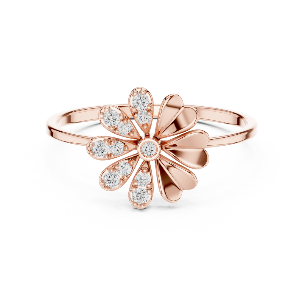 Elegant Flower Design Diamond Ring