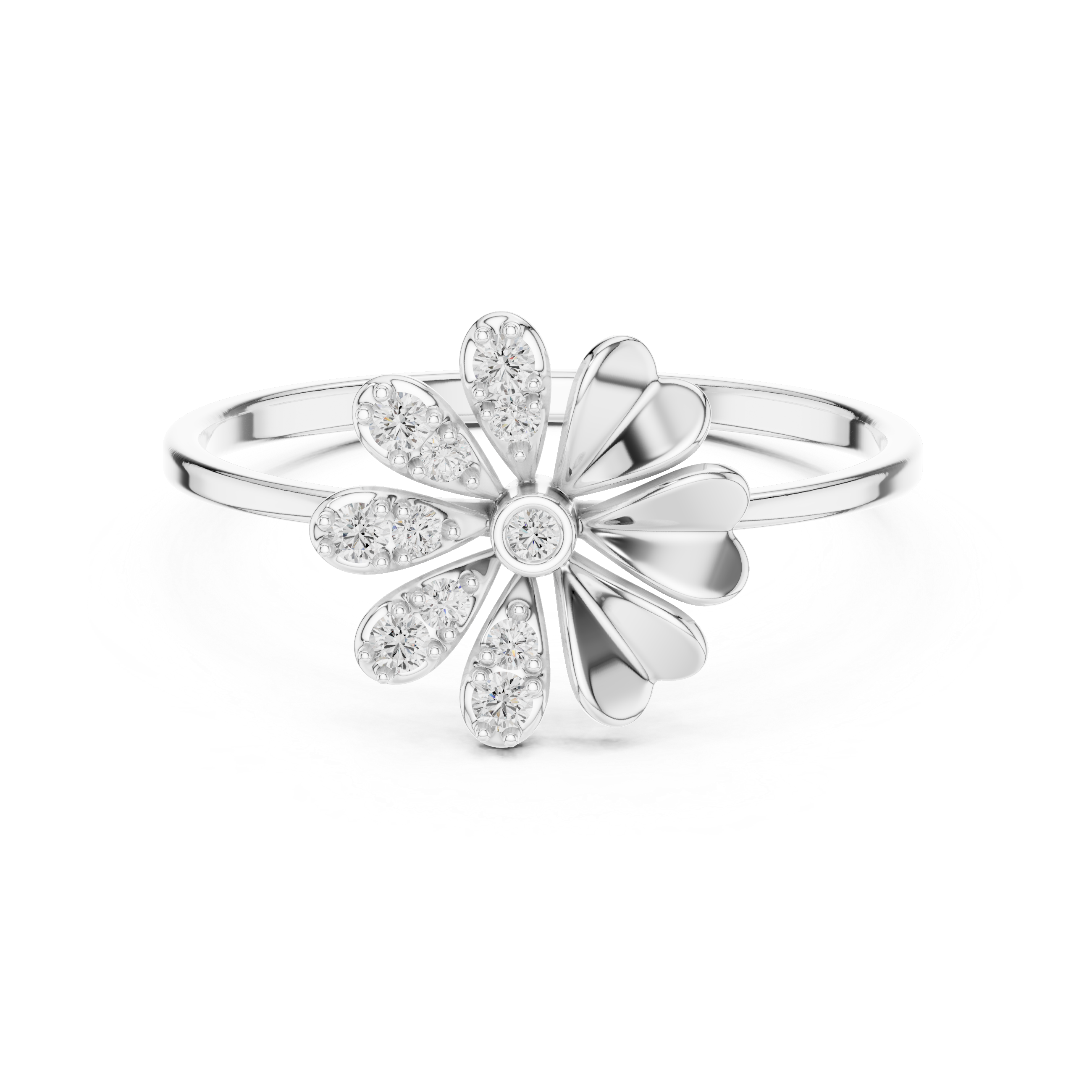 Elegant Flower Design Diamond Ring