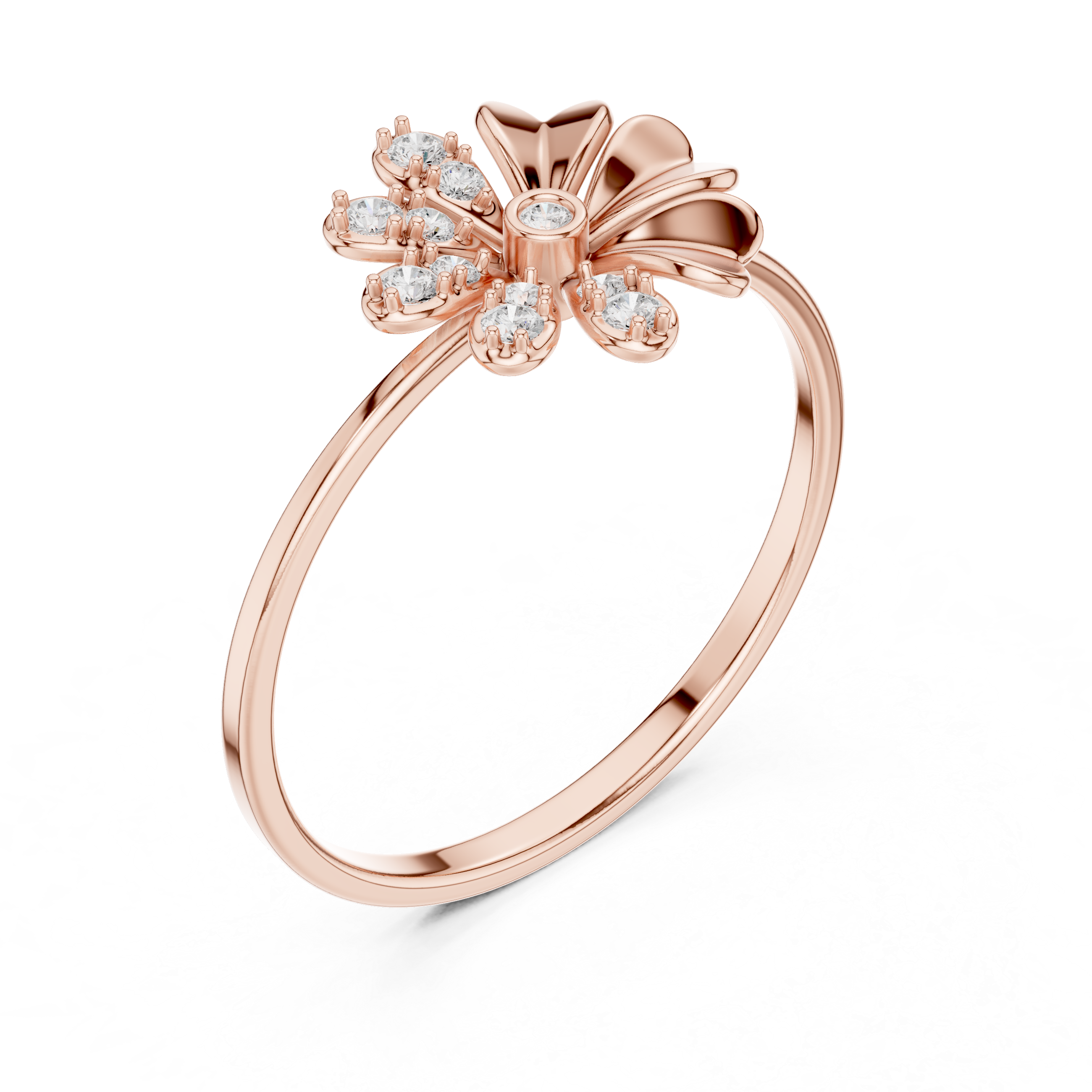 Elegant Flower Design Diamond Ring