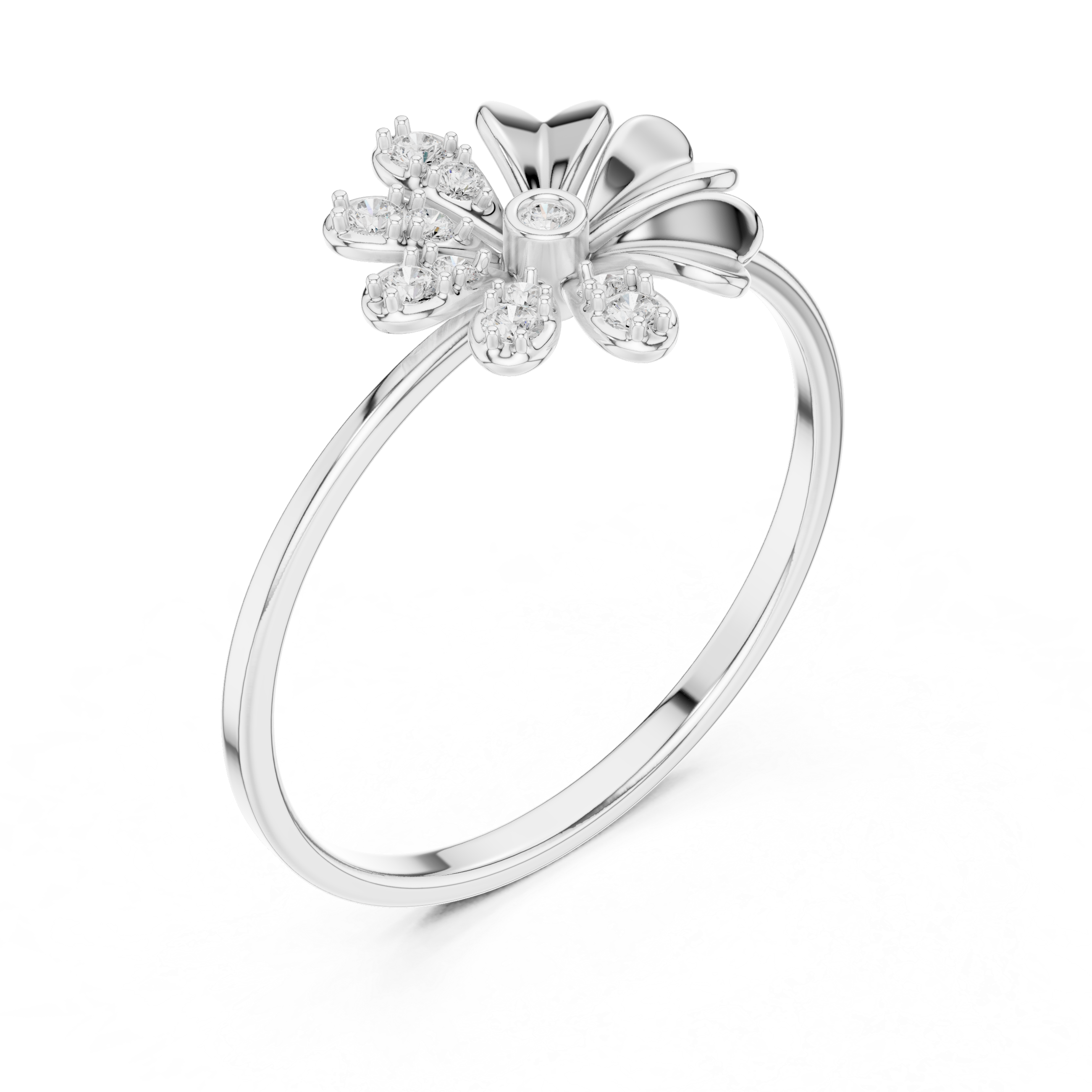 Elegant Flower Design Diamond Ring