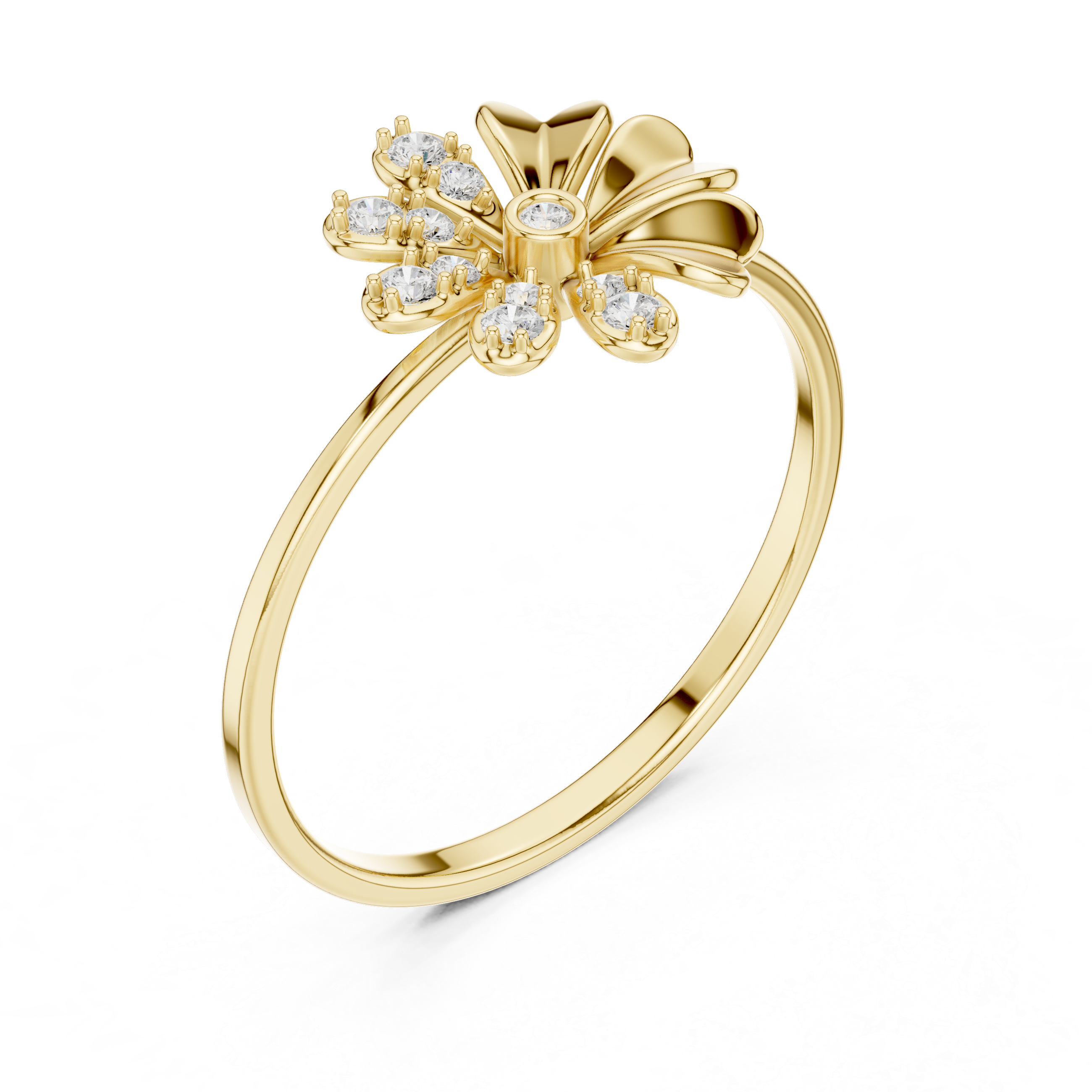 Elegant Flower Design Diamond Ring