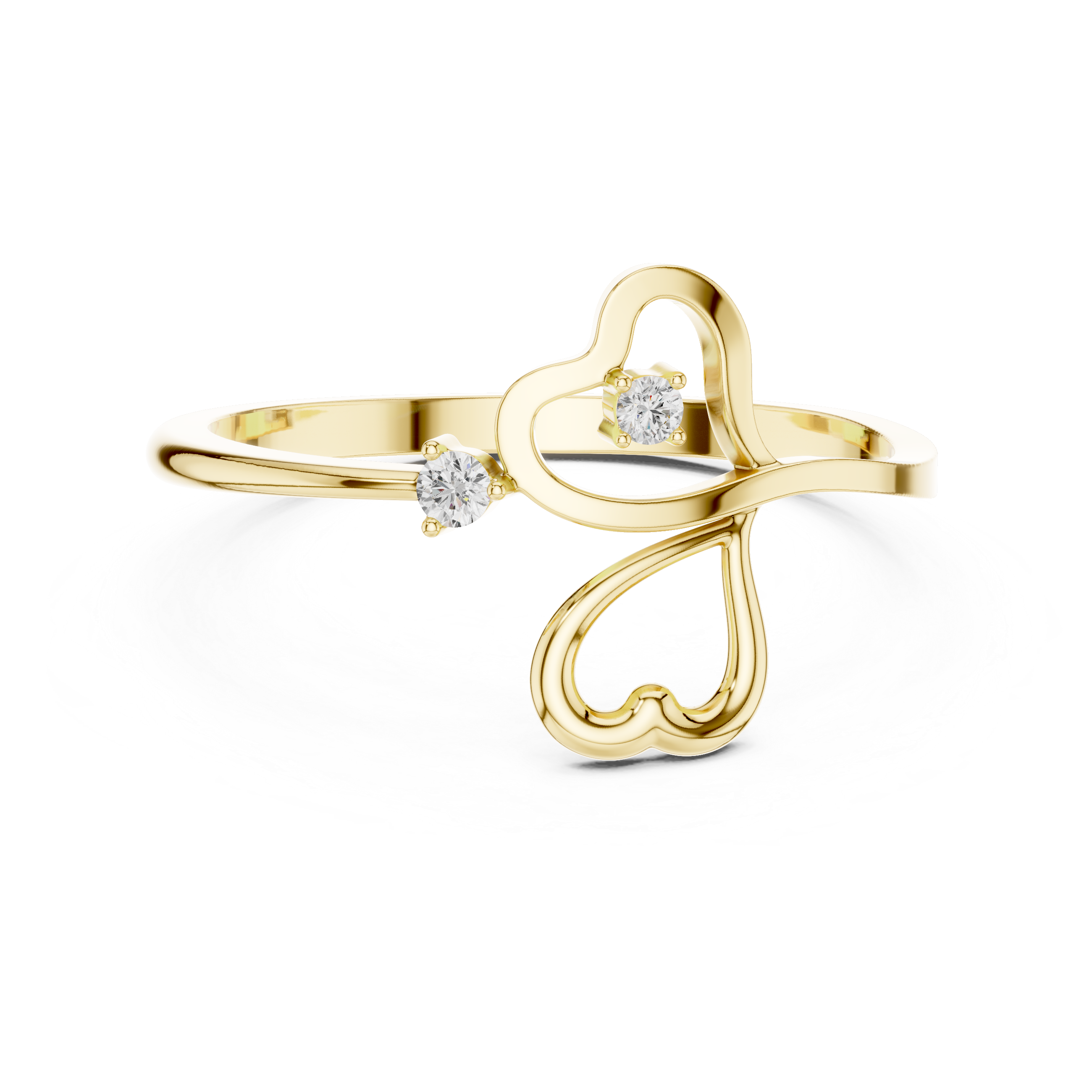 Dual Heart Diamond Ring