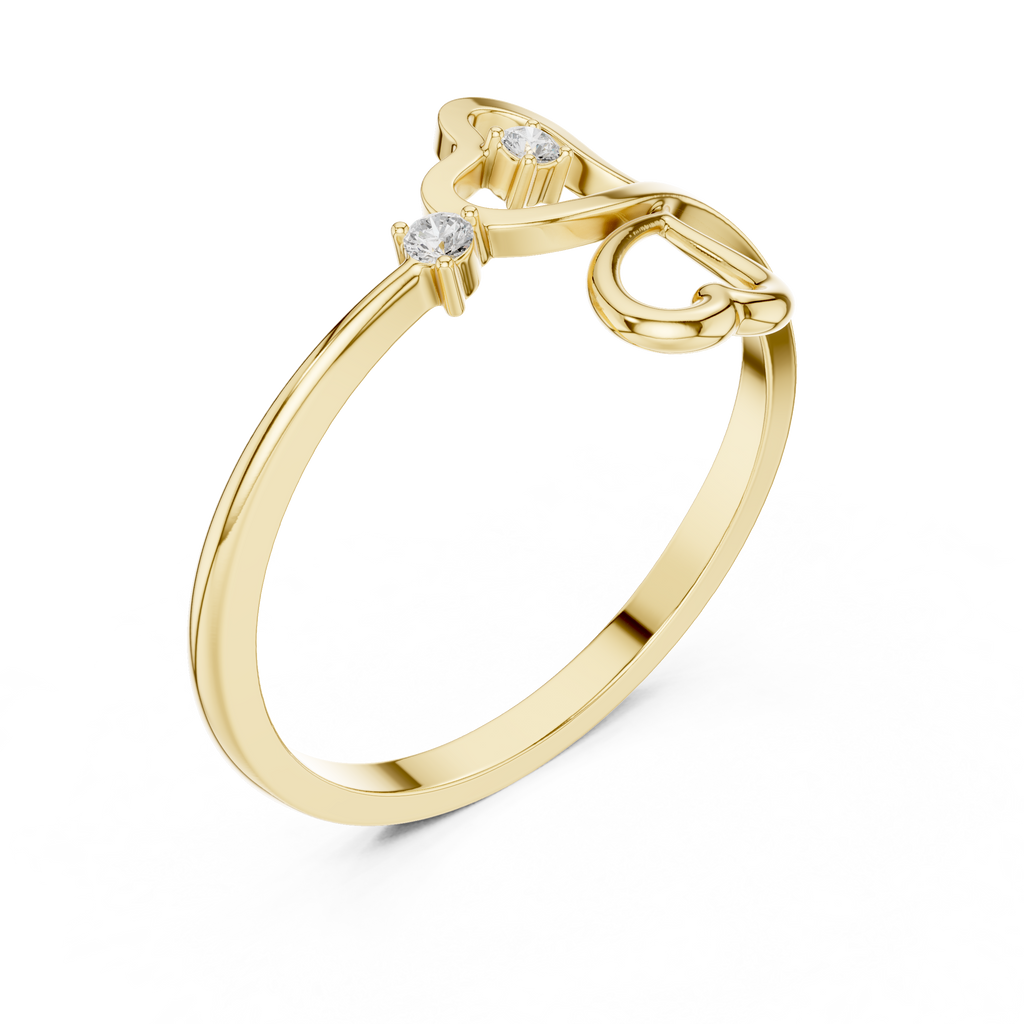 Dual Heart Diamond Ring