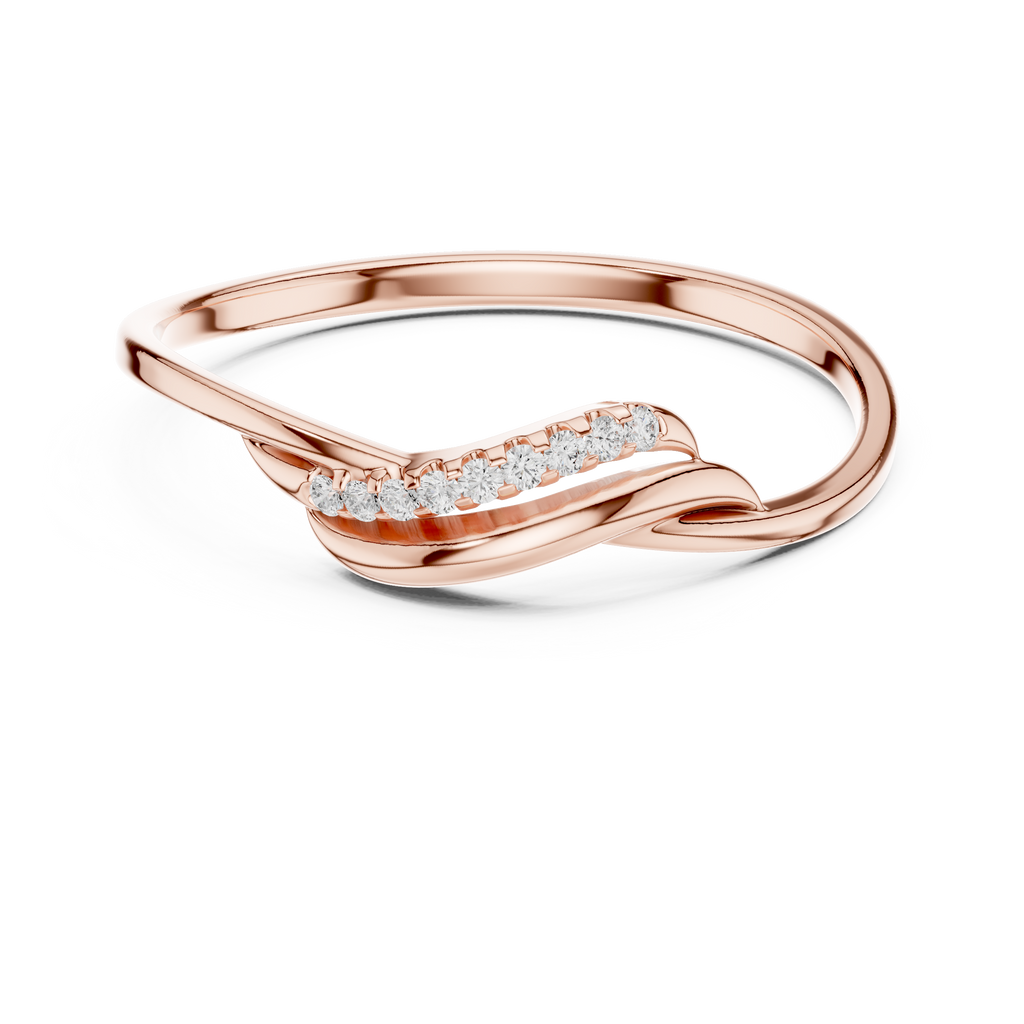 Curved Diamond Wave Ring