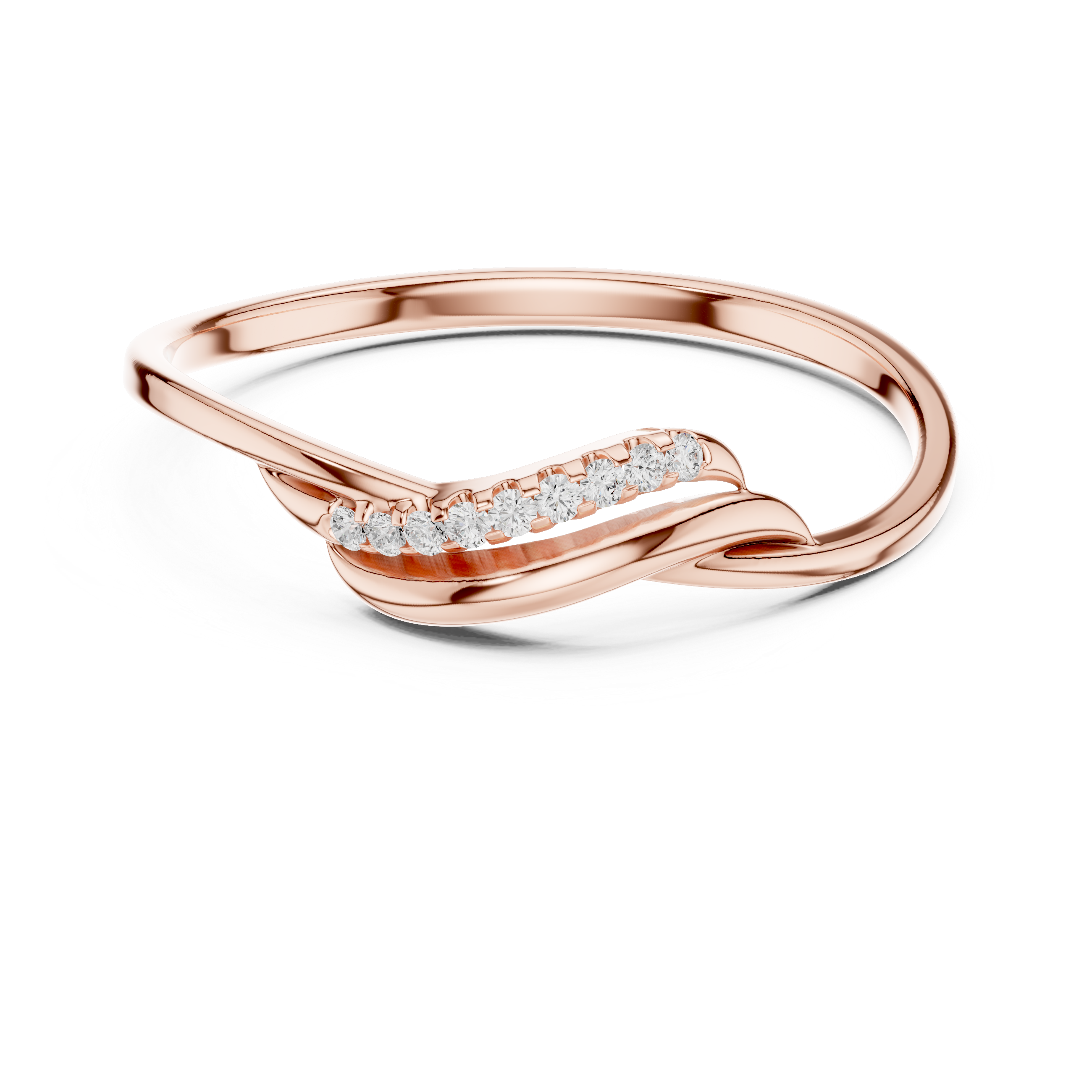 Curved Diamond Wave Ring