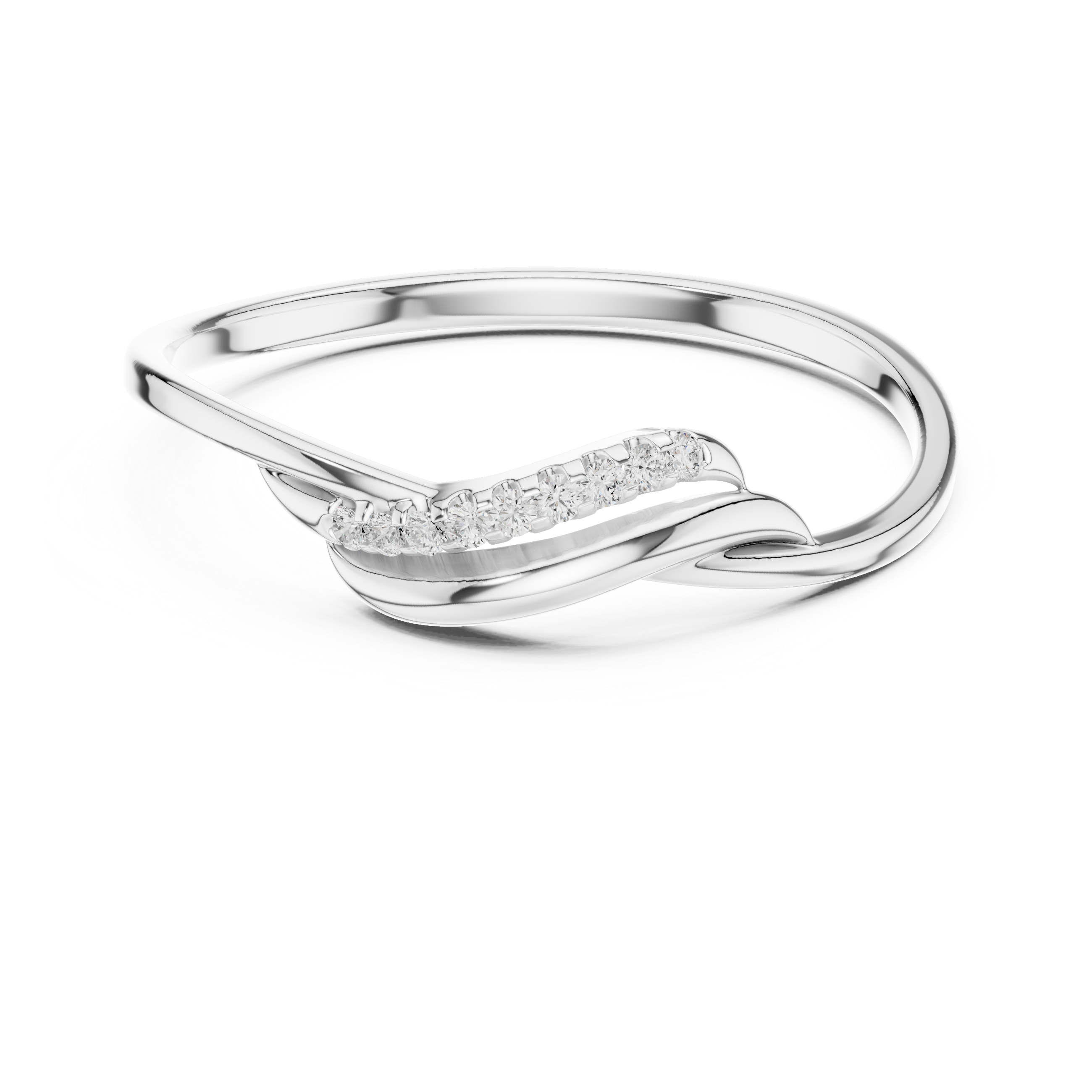 Curved Diamond Wave Ring