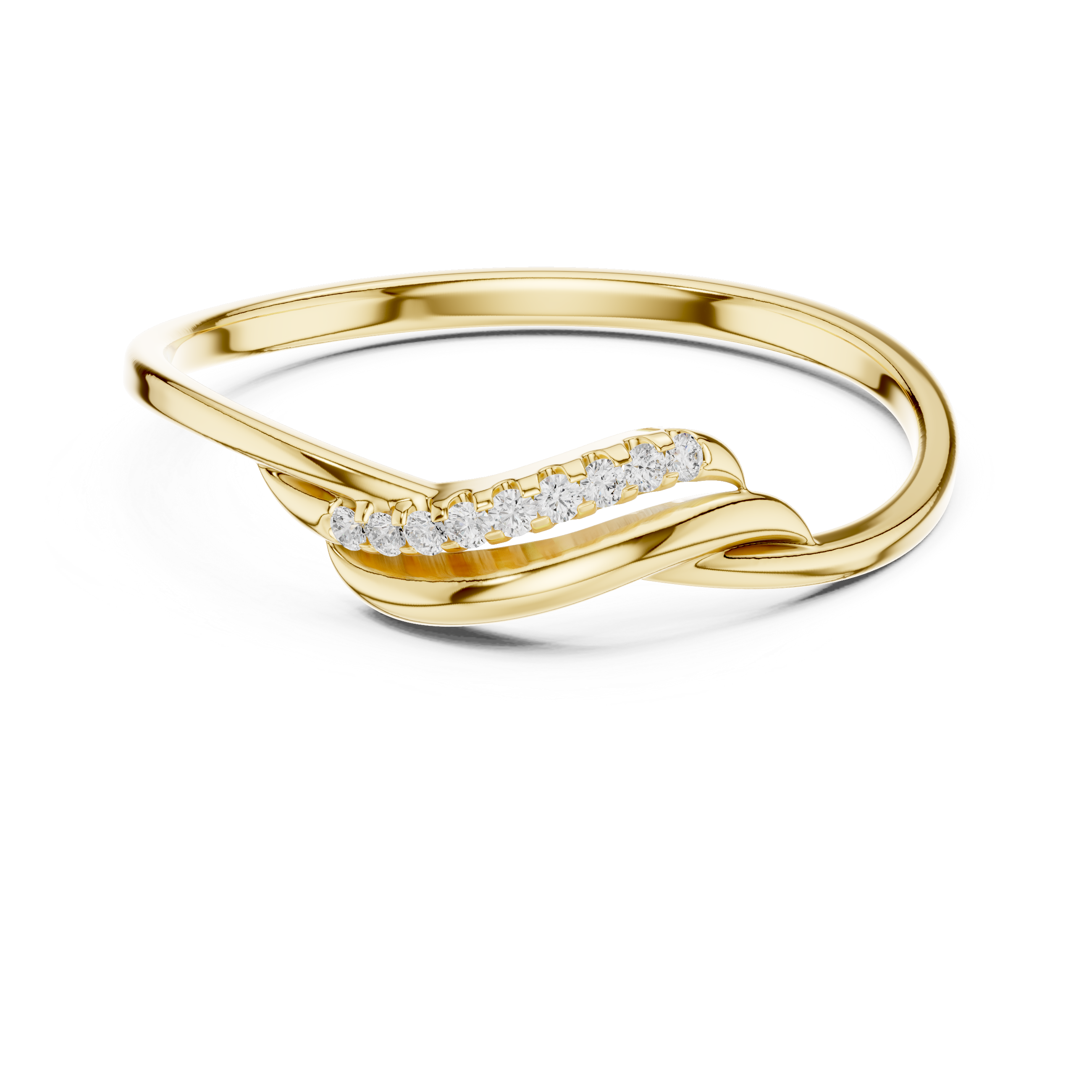 Curved Diamond Wave Ring