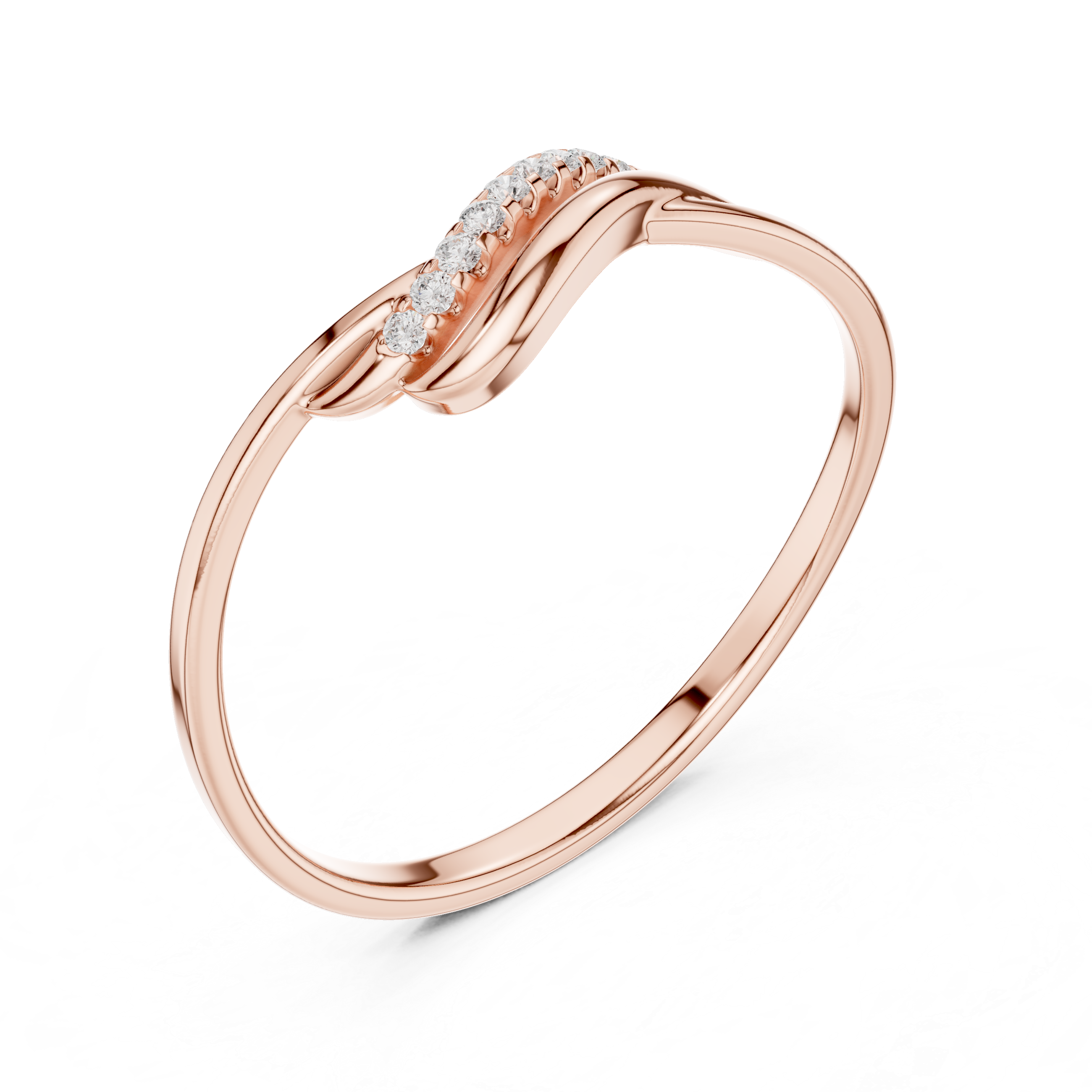 Curved Diamond Wave Ring