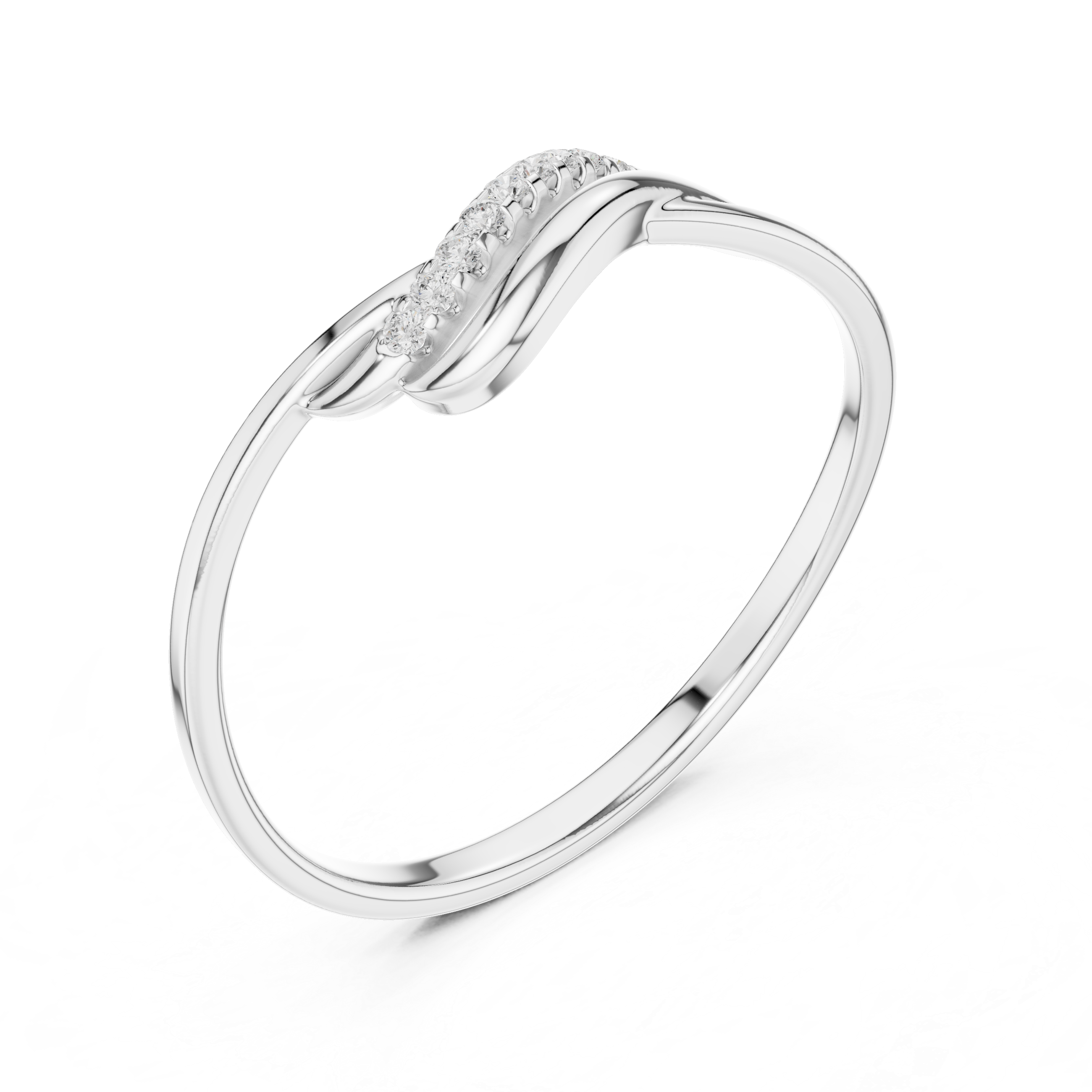 Curved Diamond Wave Ring