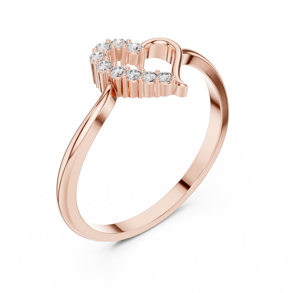 Open Heart Diamond Ring