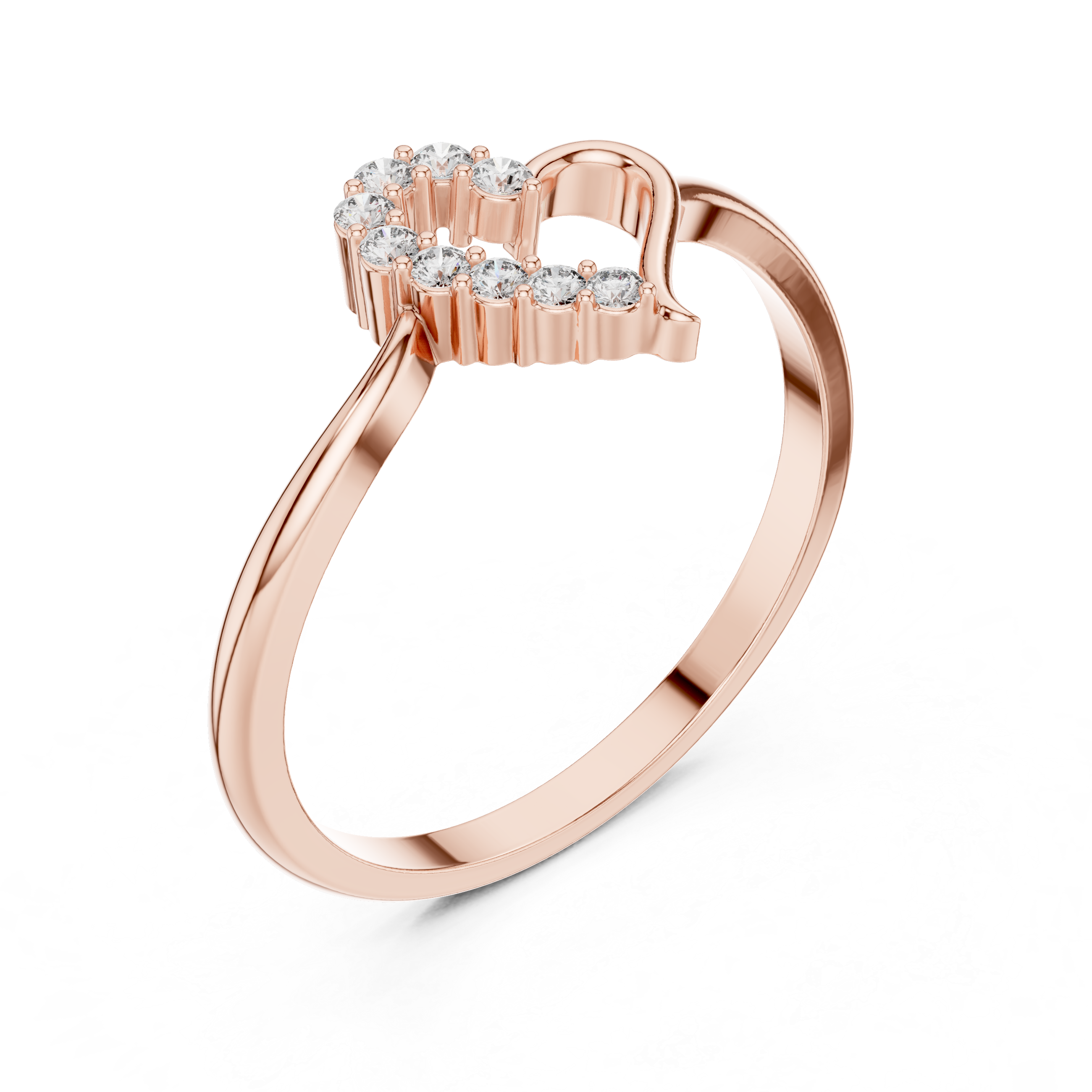 Open Heart Diamond Ring