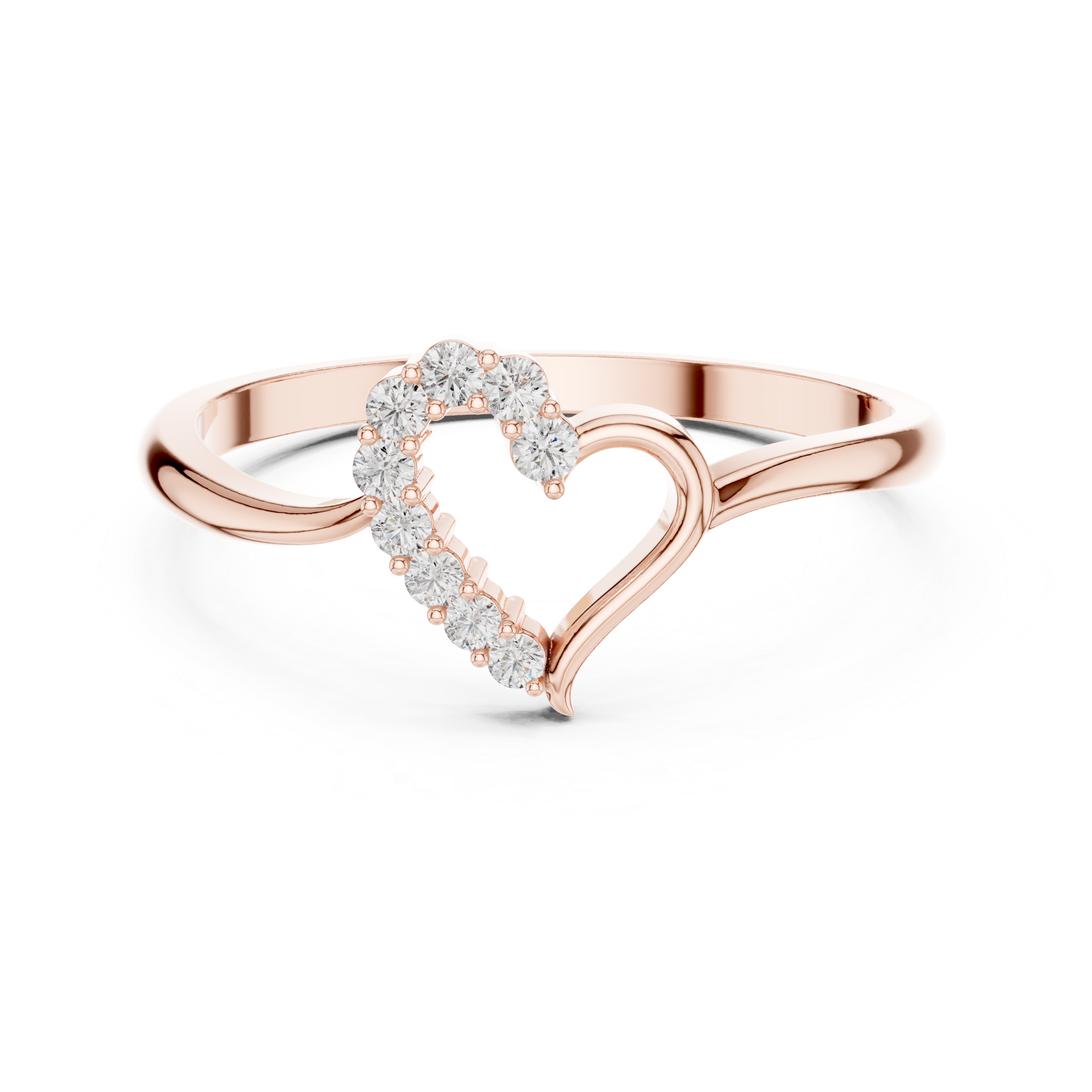 Open Heart Diamond Ring