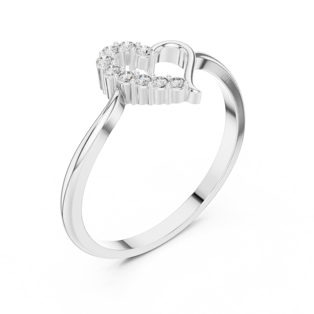 Open Heart Diamond Ring