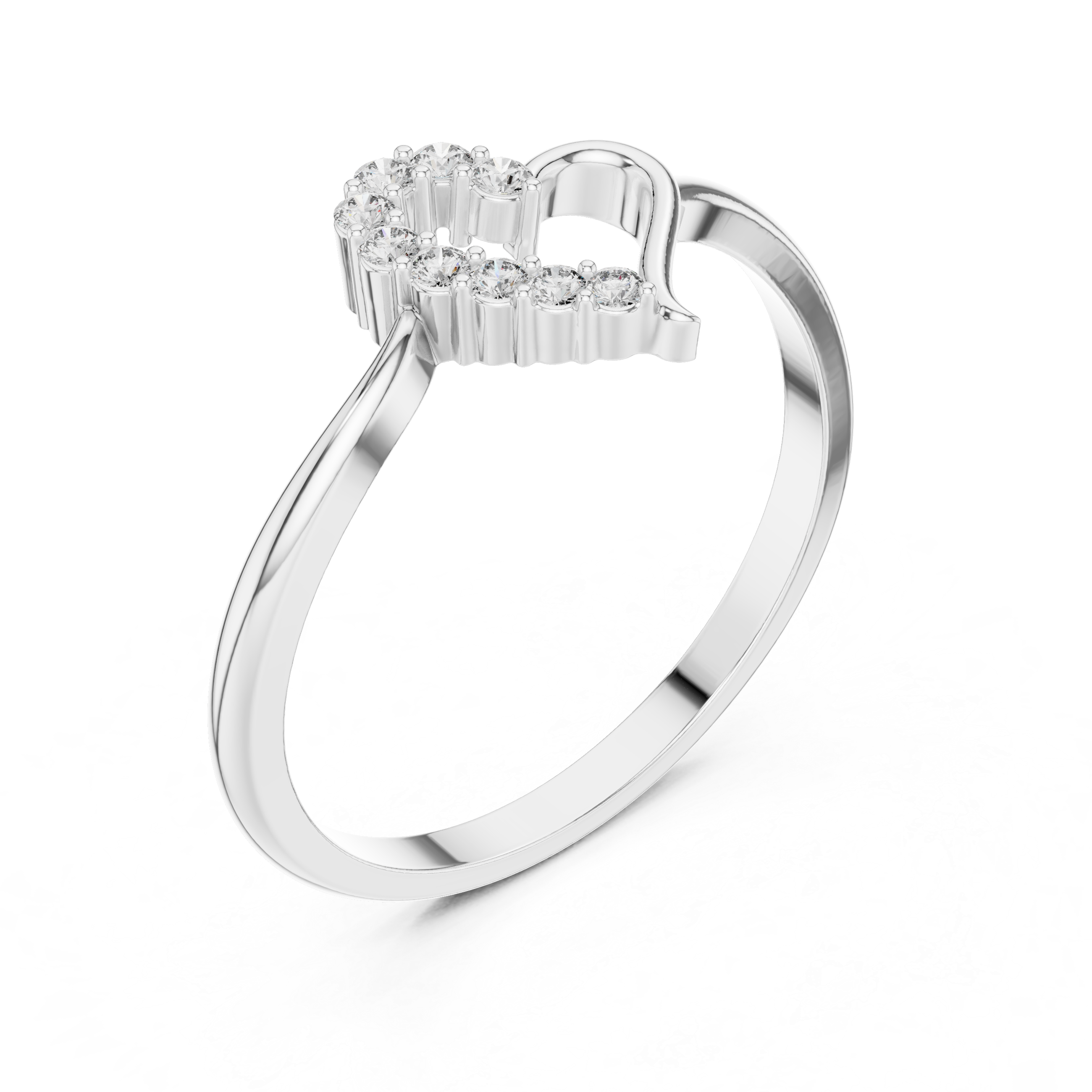 Open Heart Diamond Ring